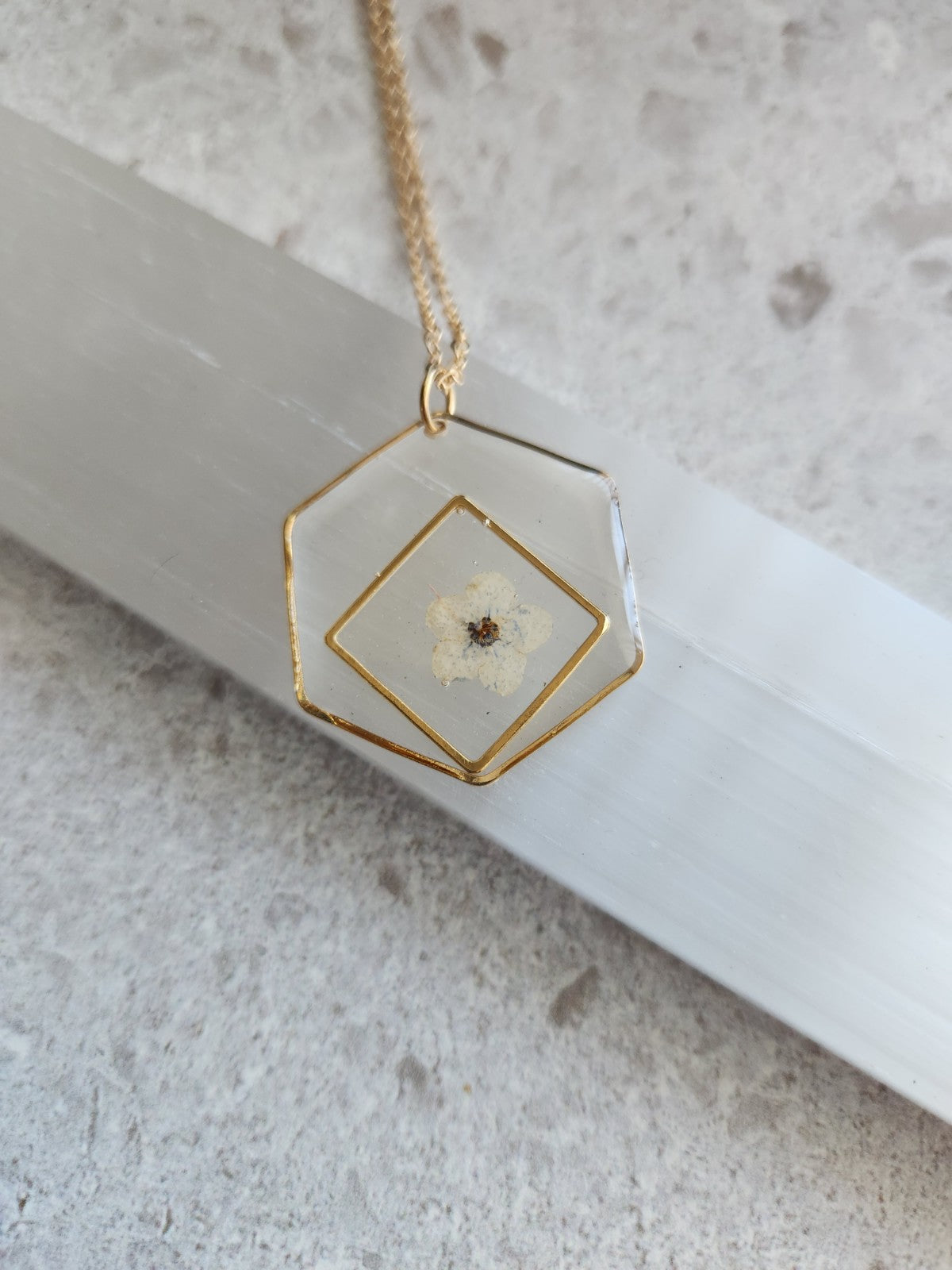 Pressed Flower in Resin Necklace