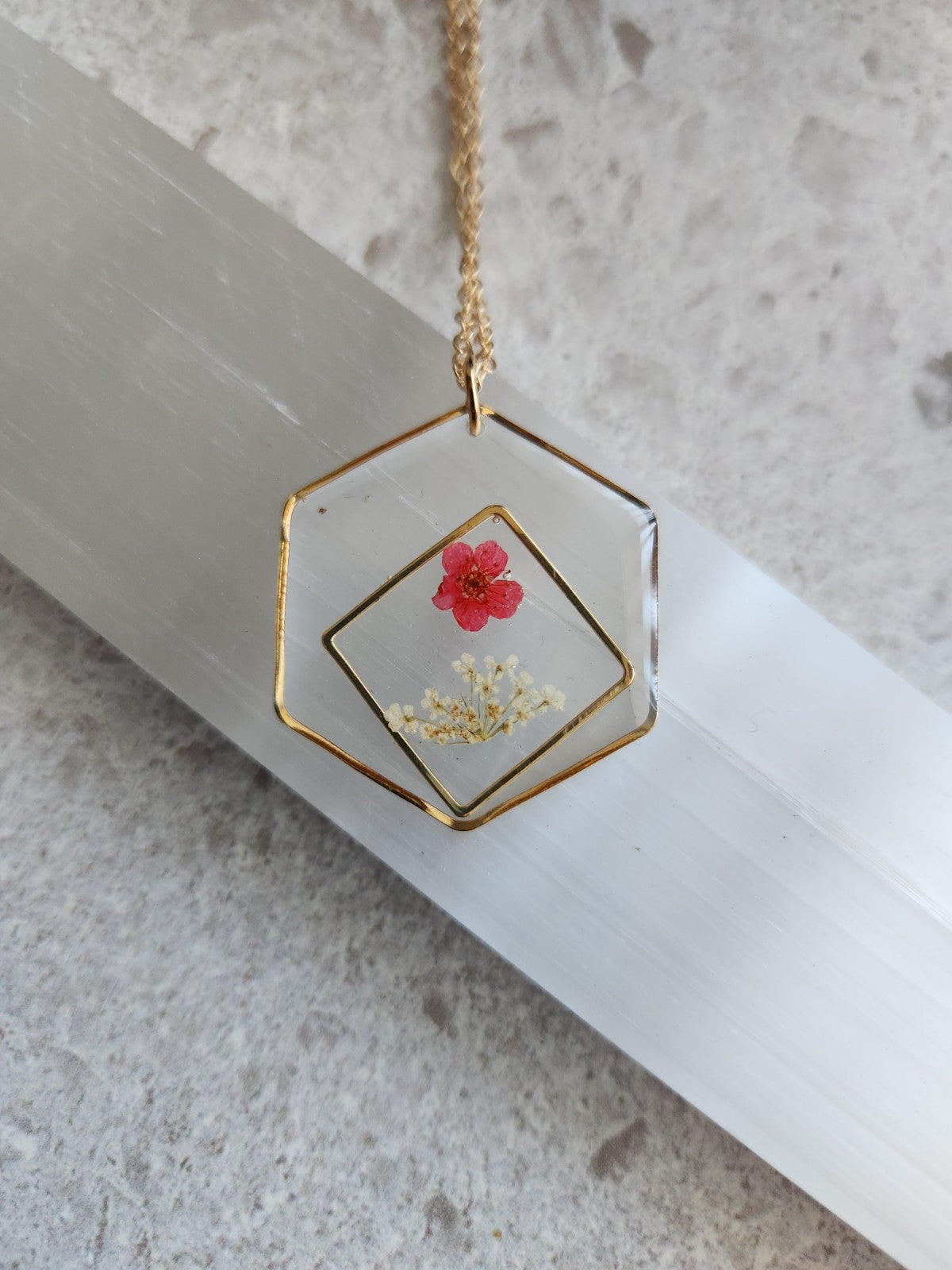 Pressed Flower in Resin Necklace