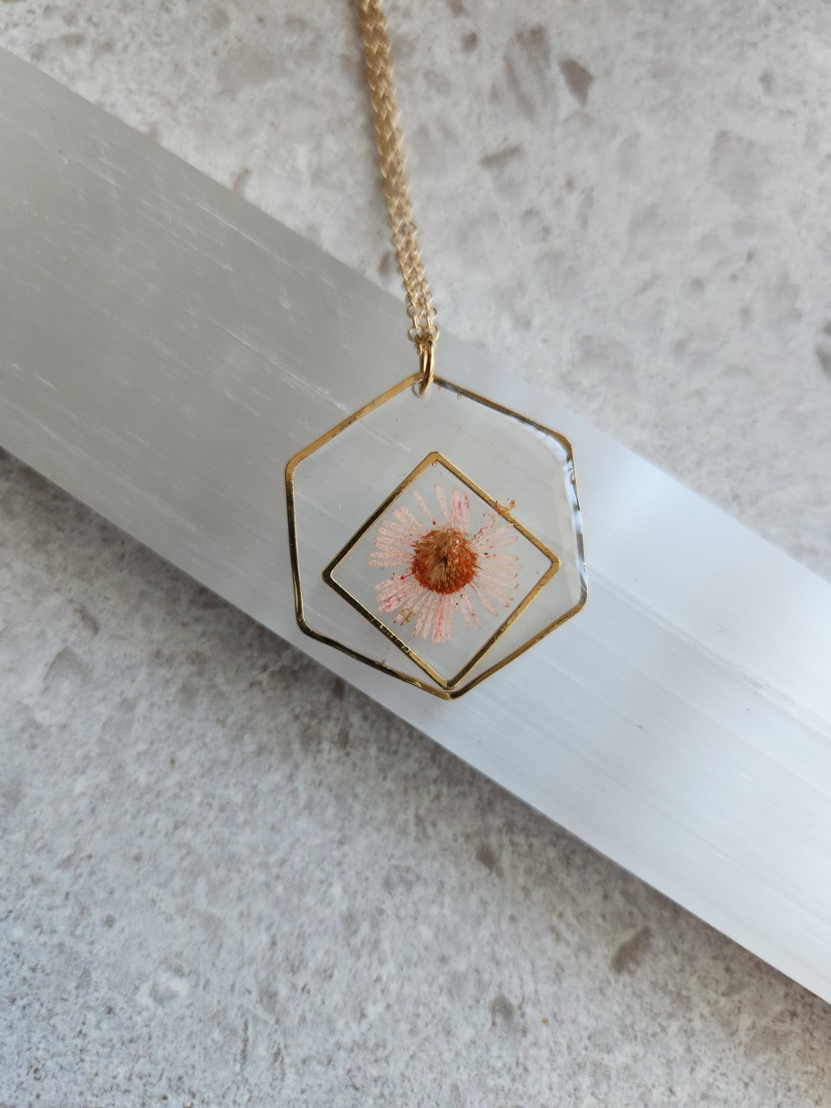 Pressed Flower in Resin Necklace