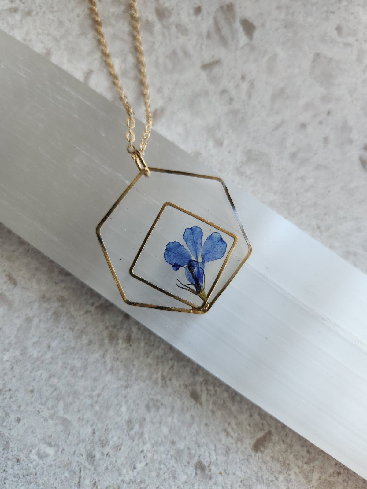 Pressed Flower in Resin Necklace