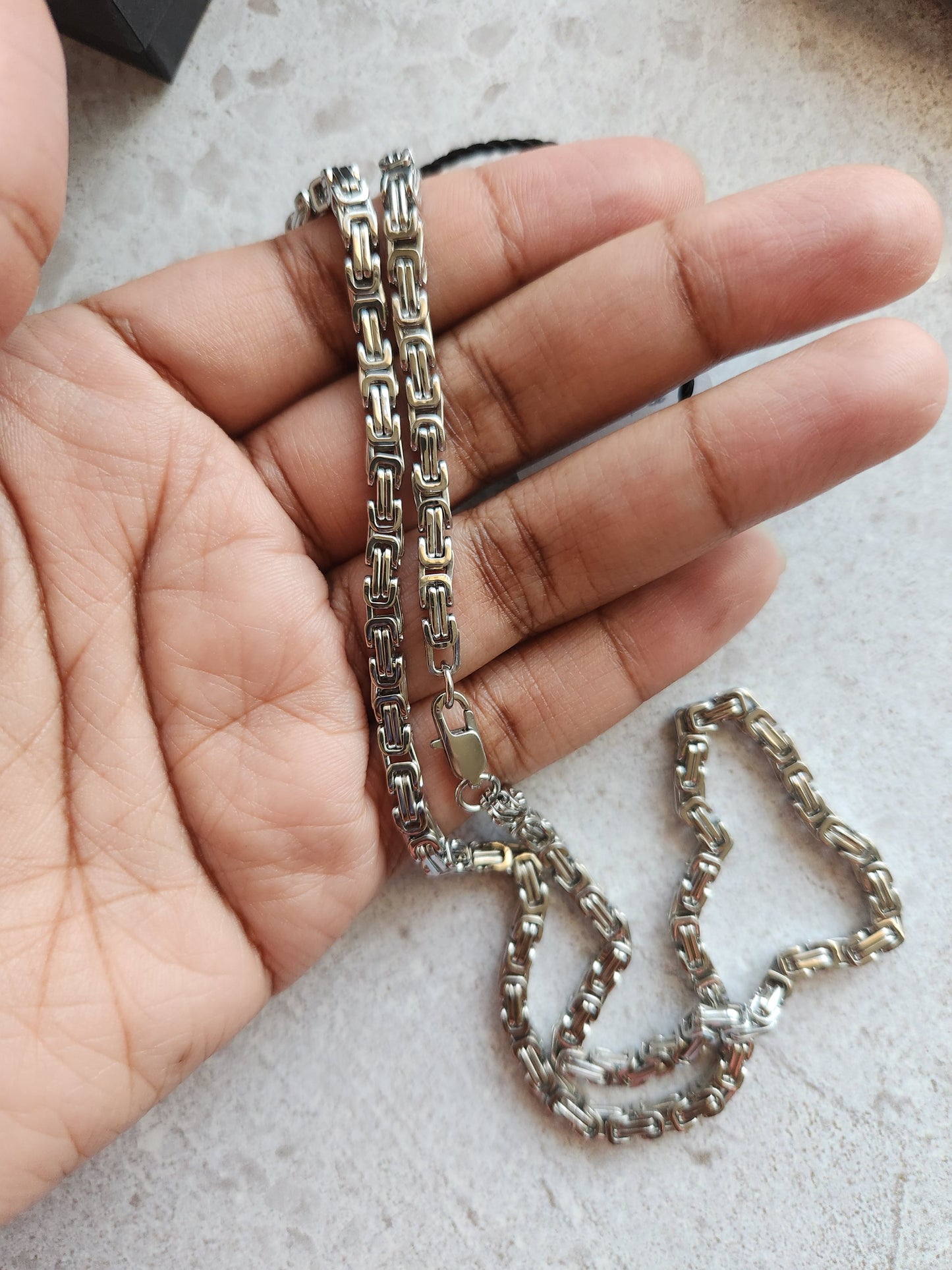 Stainless Steel Byzantine Chain Necklace