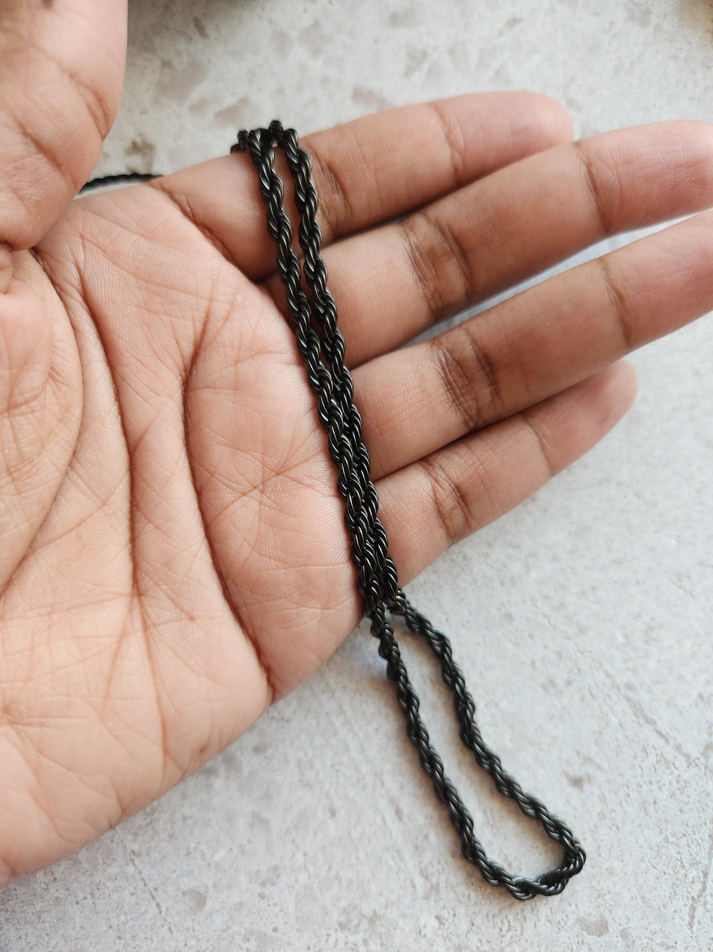 Black Stainless Steel Rope Necklace