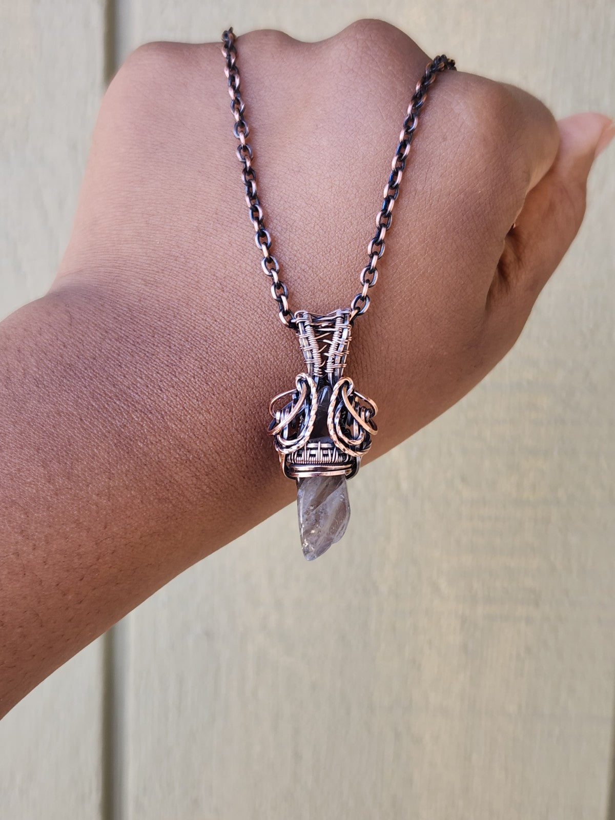 Smoky Quartz Point in Copper Pendant