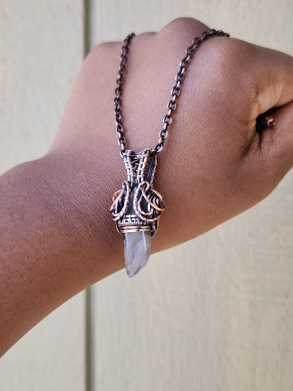 Smoky Quartz Point in Copper Pendant