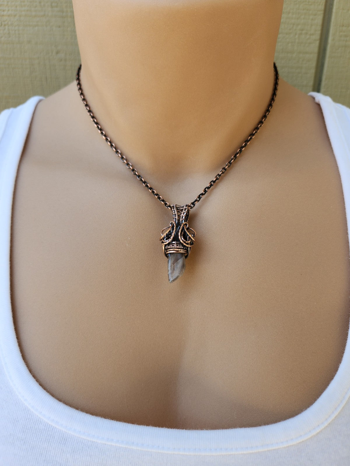 Smoky Quartz Point in Copper Pendant