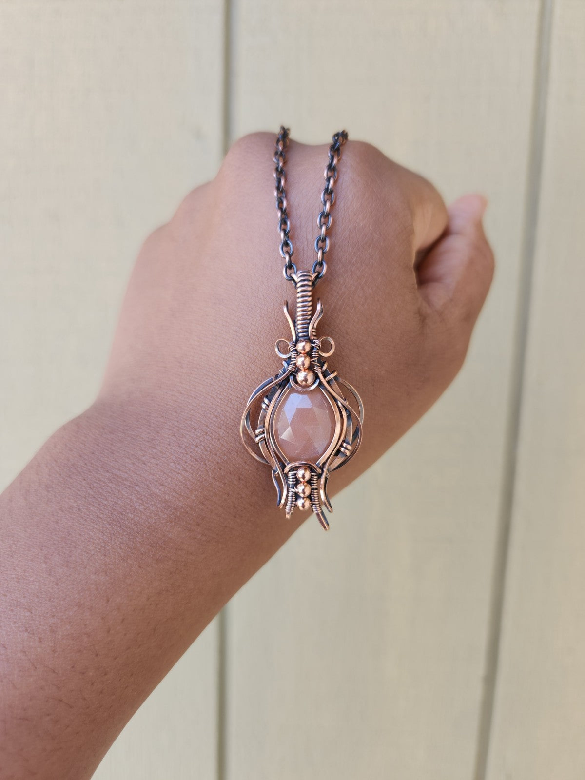 Faceted Peach Moonstone Pendant