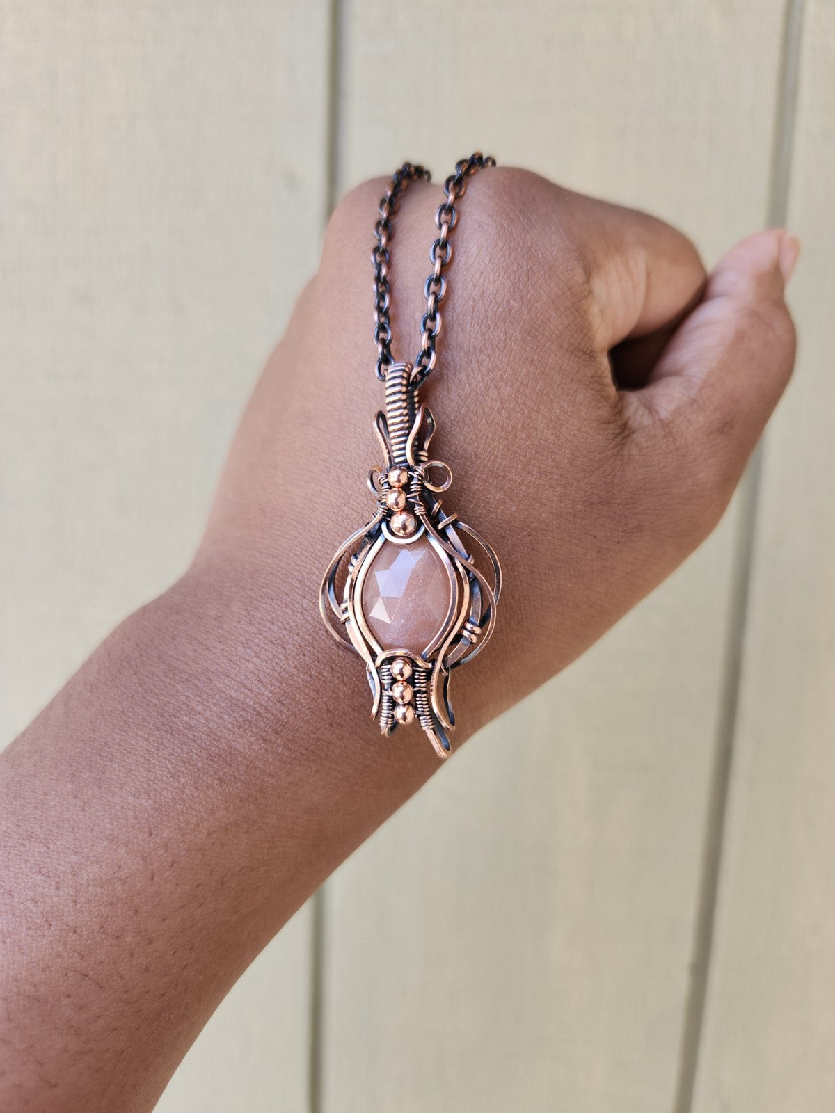 Faceted Peach Moonstone Pendant