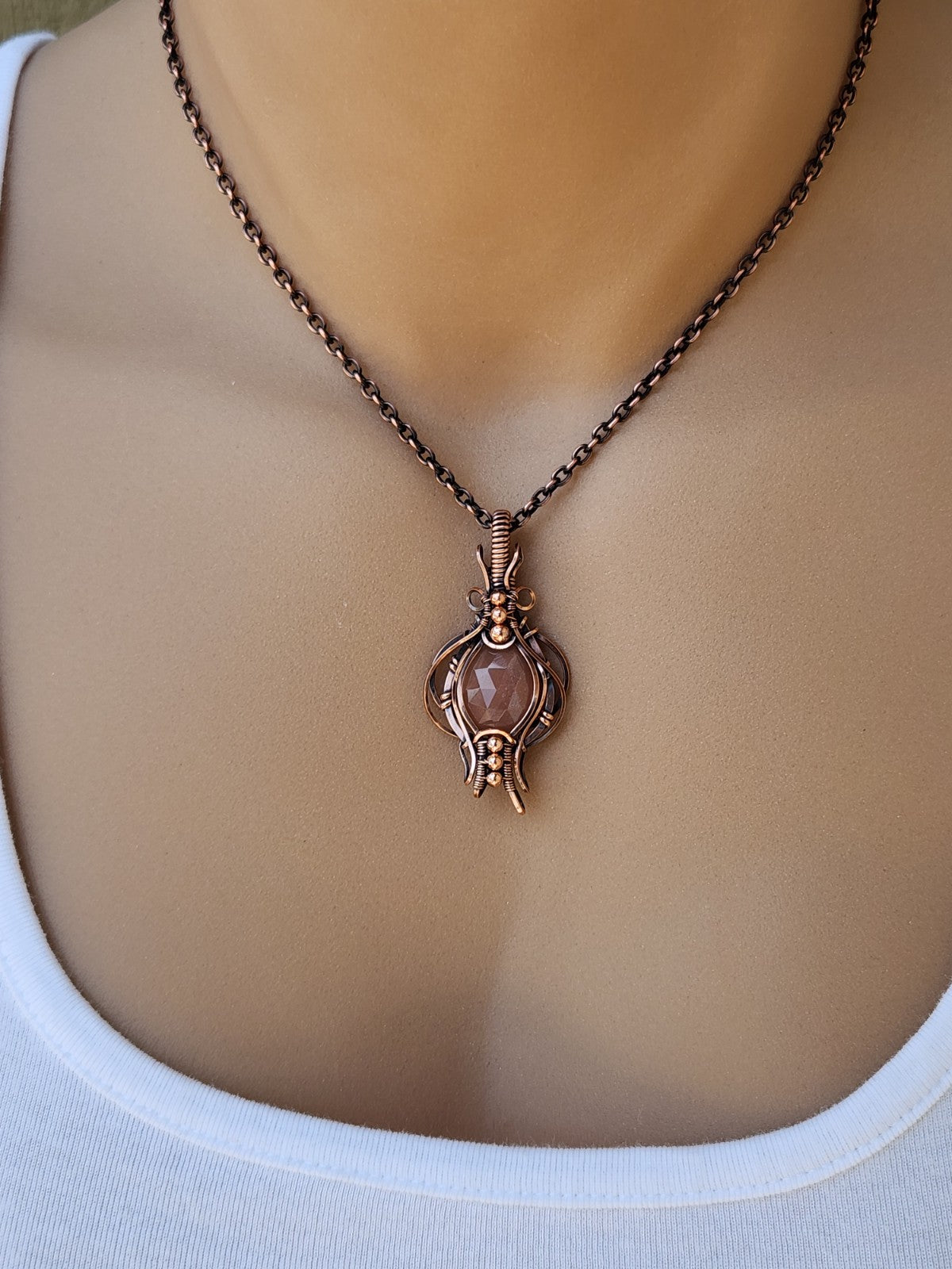 Faceted Peach Moonstone Pendant