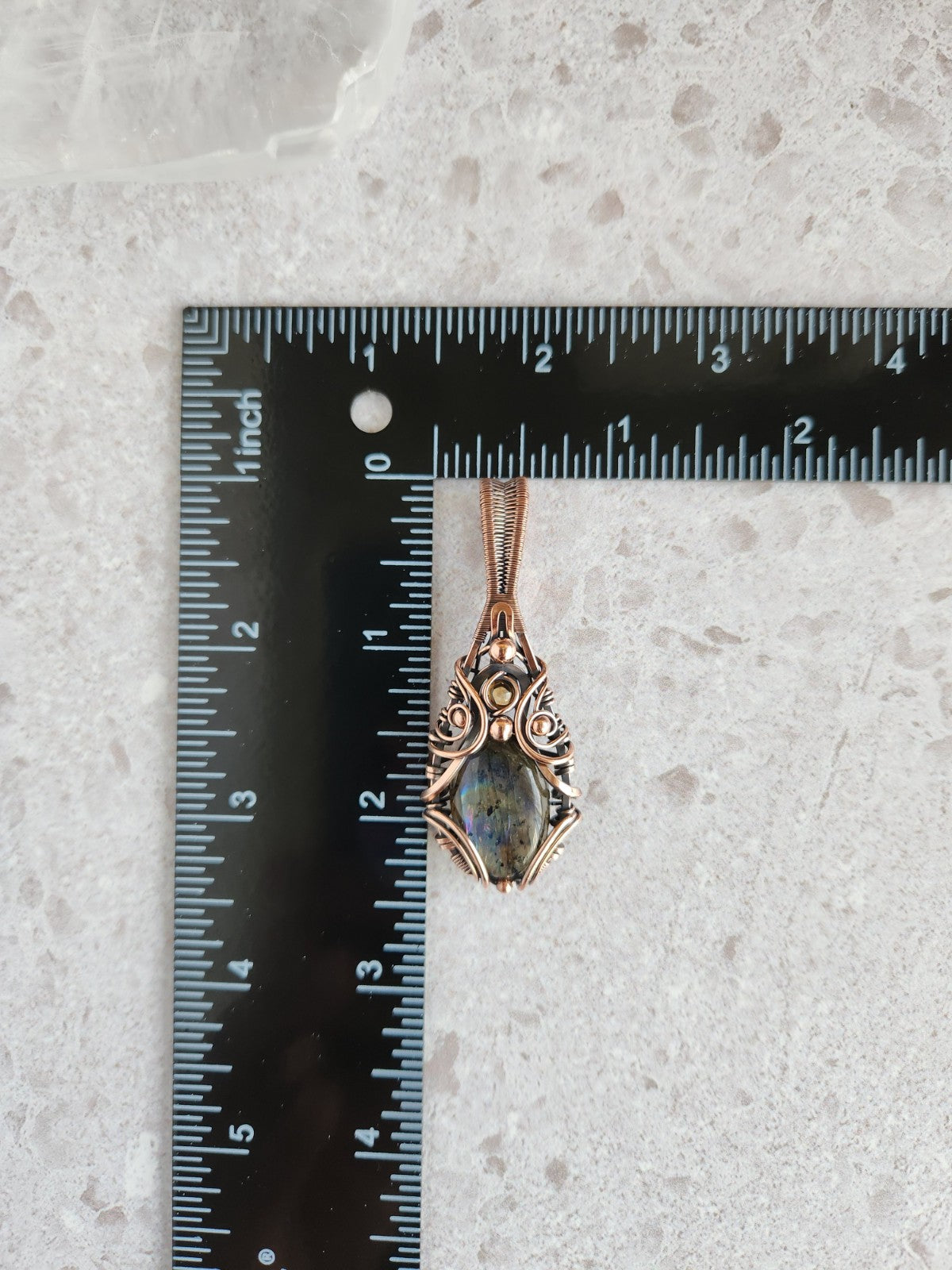 Blue Flash Labradorite & Citrine Amulet