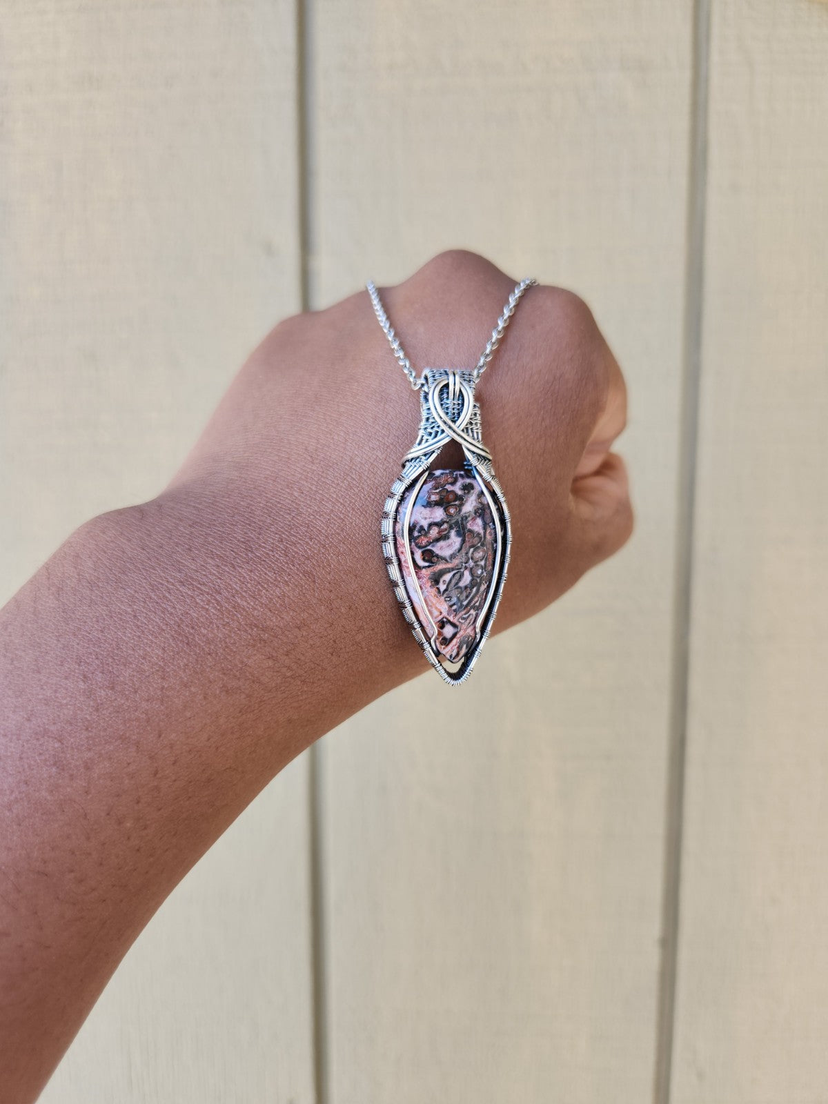 Leopard Skin Jasper in Silver Pendant