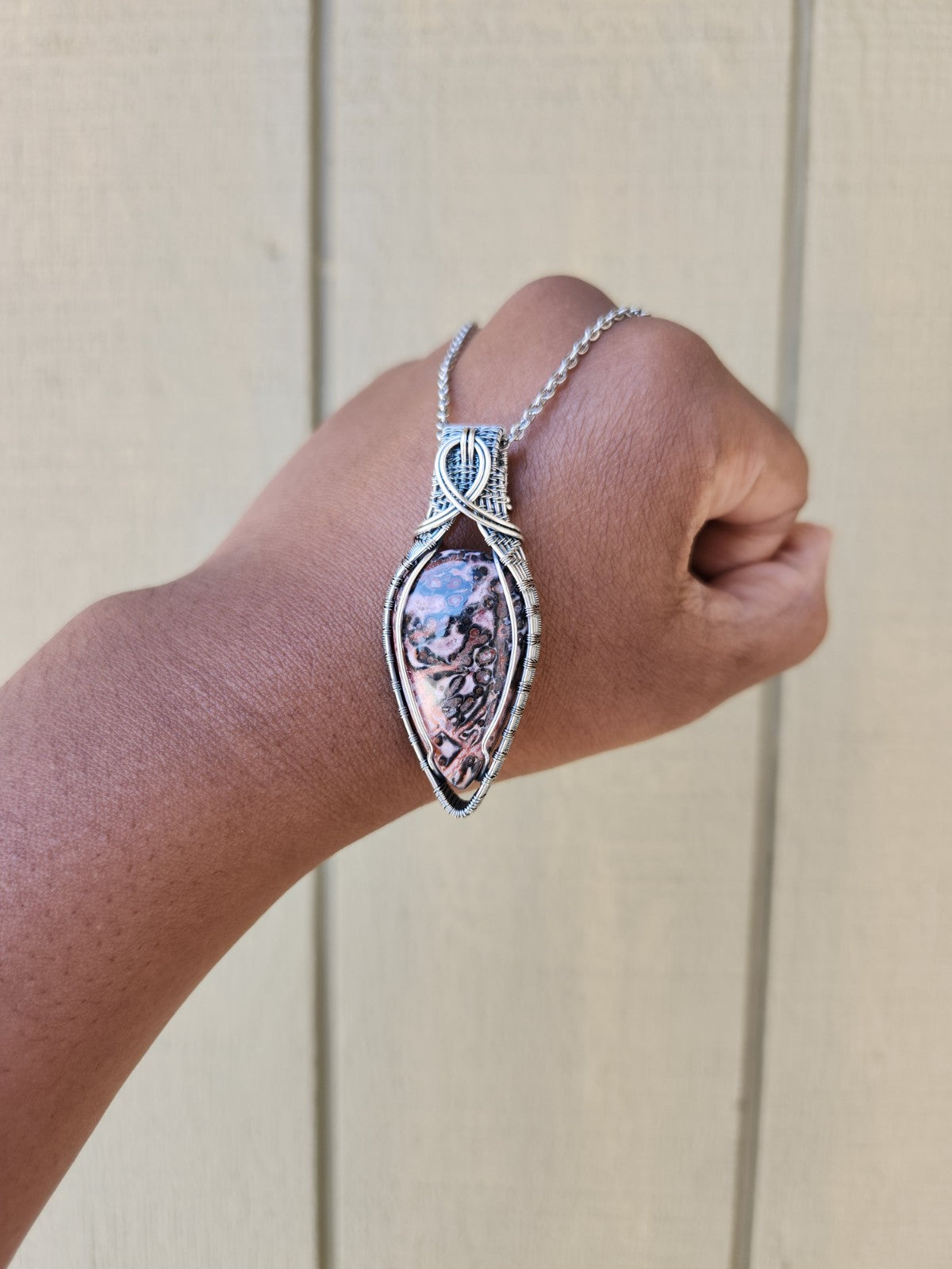 Leopard Skin Jasper in Silver Pendant