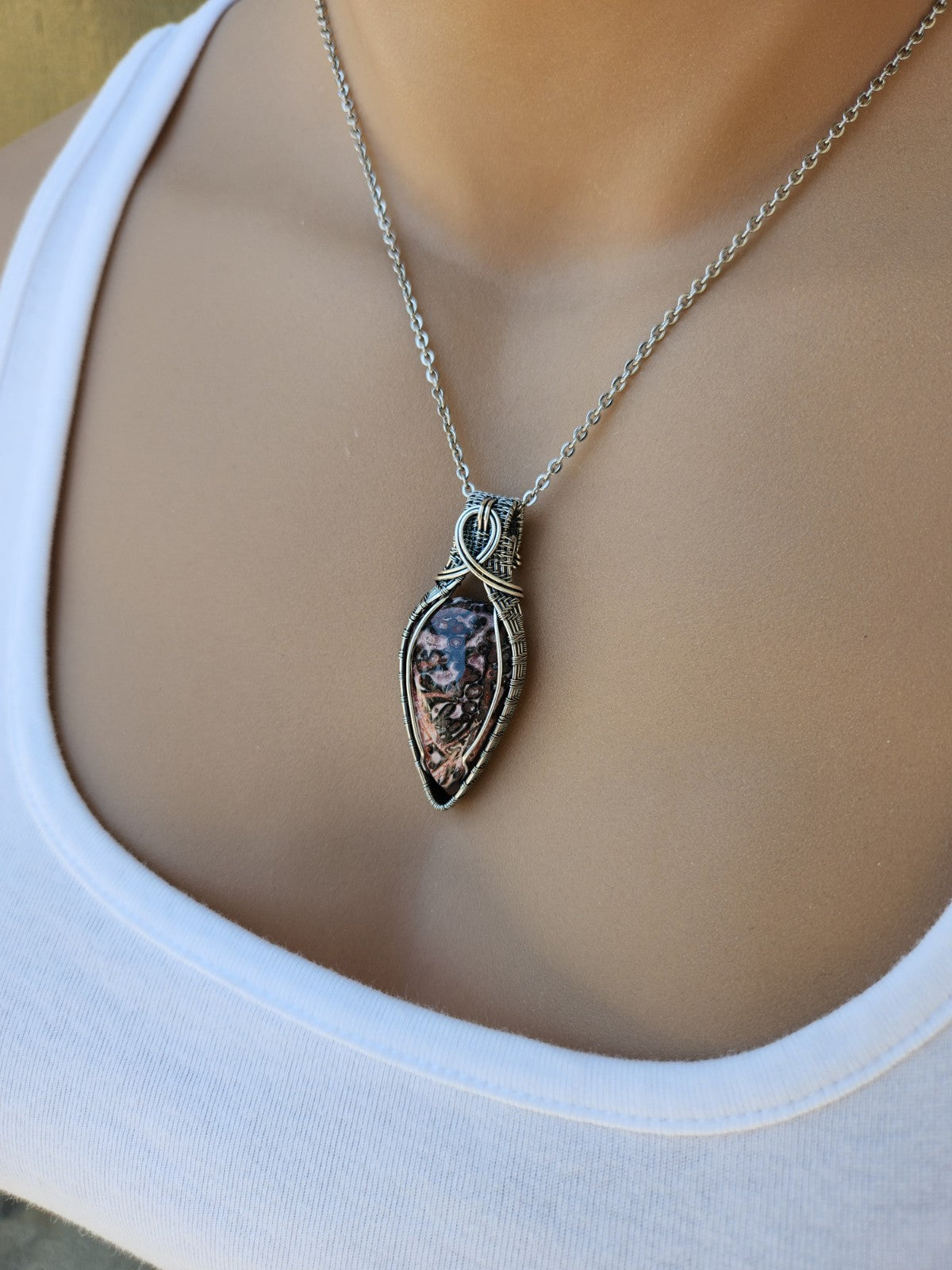 Leopard Skin Jasper in Silver Pendant