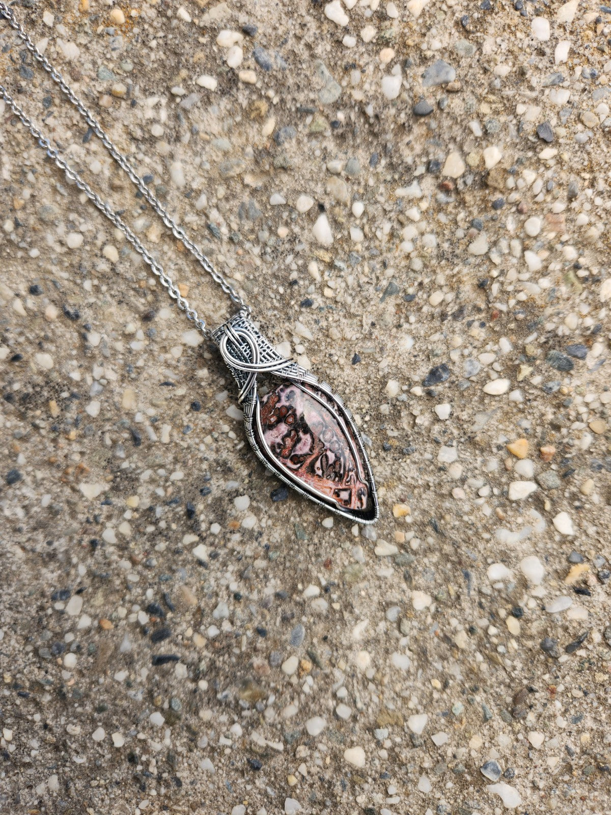 Leopard Skin Jasper in Silver Pendant