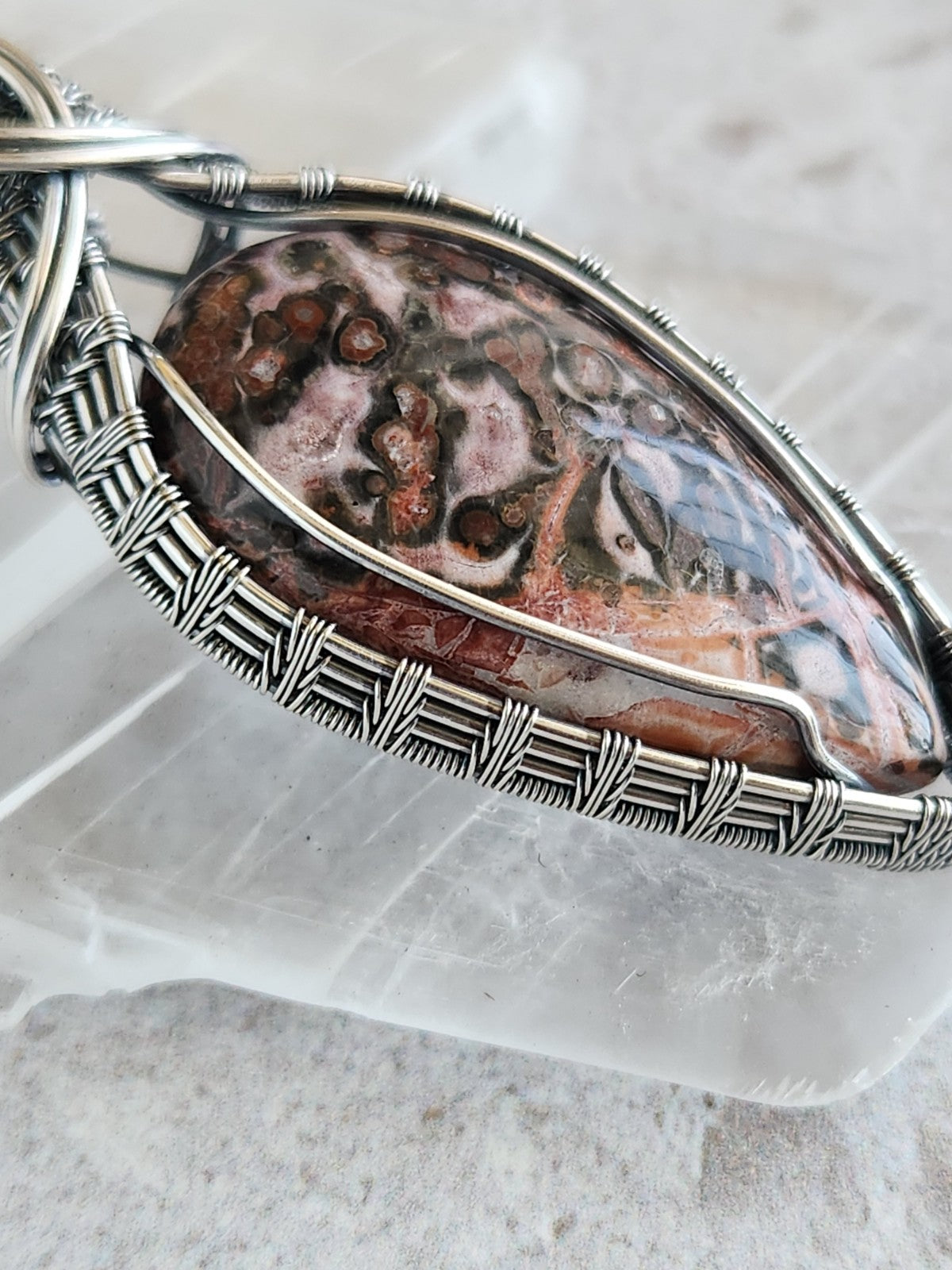 Leopard Skin Jasper in Silver Pendant