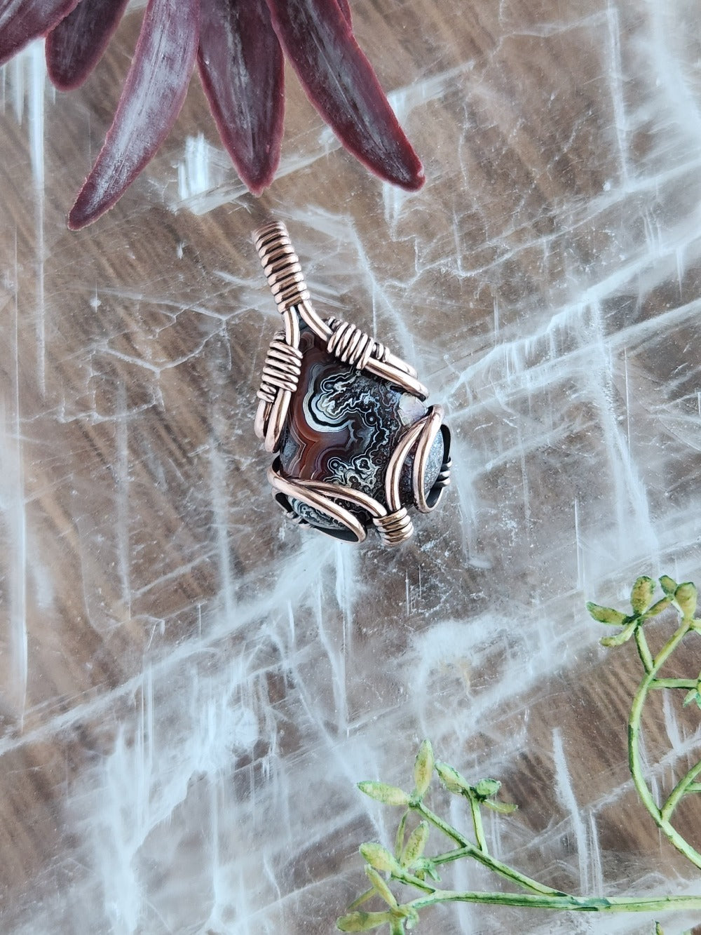 Deep Crazy Lace Agate in Copper