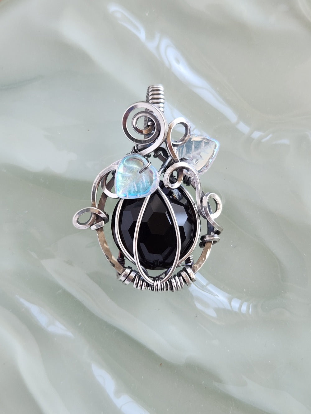 Faceted Obsidian Silver Pumpkin
