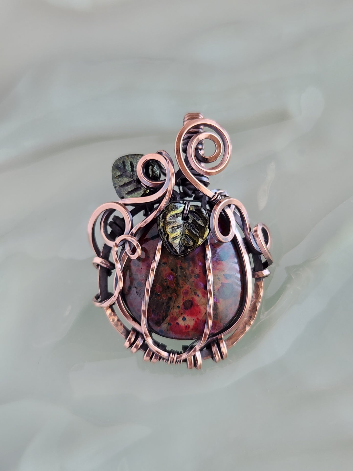 Dyed Labradorite Copper Pumpkin