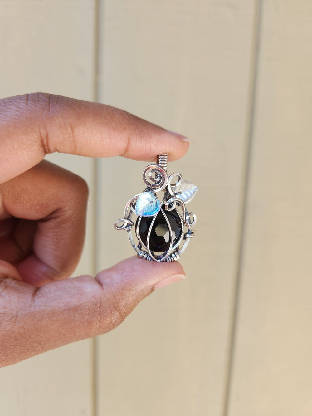 Faceted Obsidian Silver Pumpkin