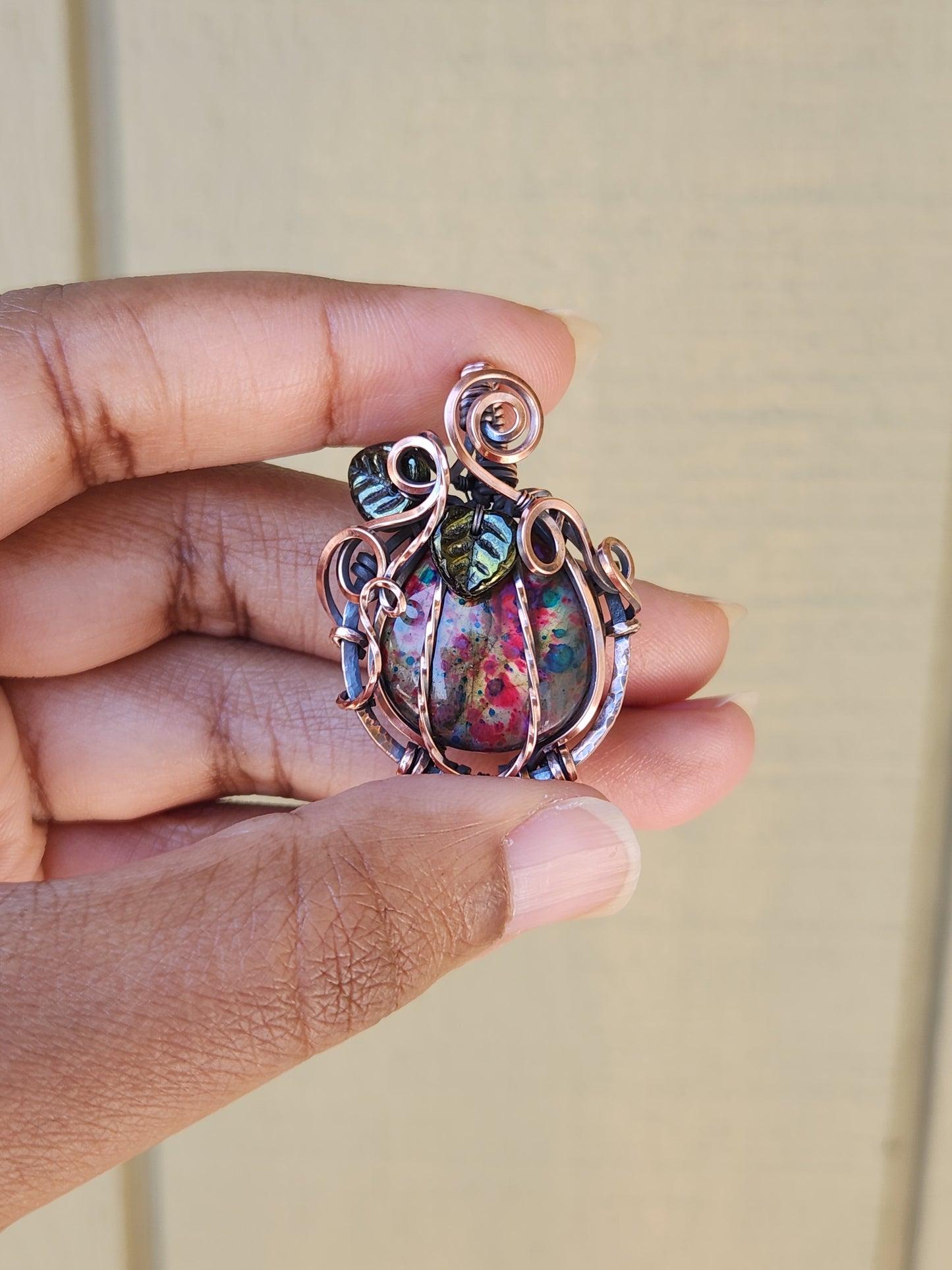 Dyed Labradorite Copper Pumpkin