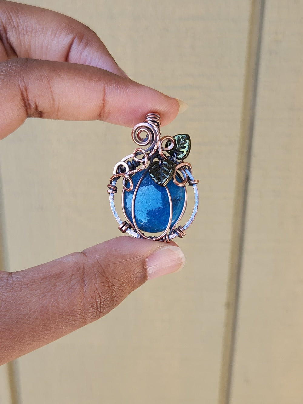 Neon Blue Apatite Copper Pumpkin