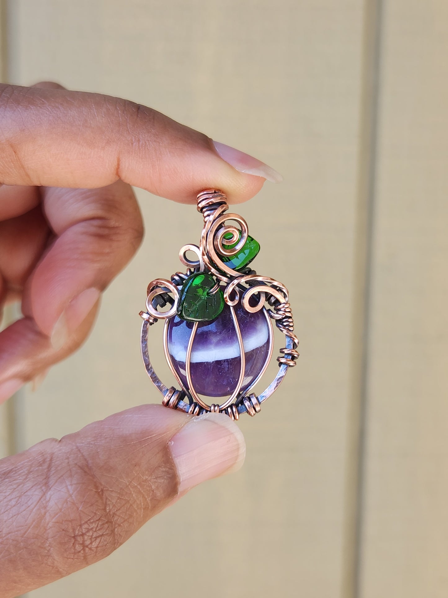 Chevron Amethyst Copper Pumpkin