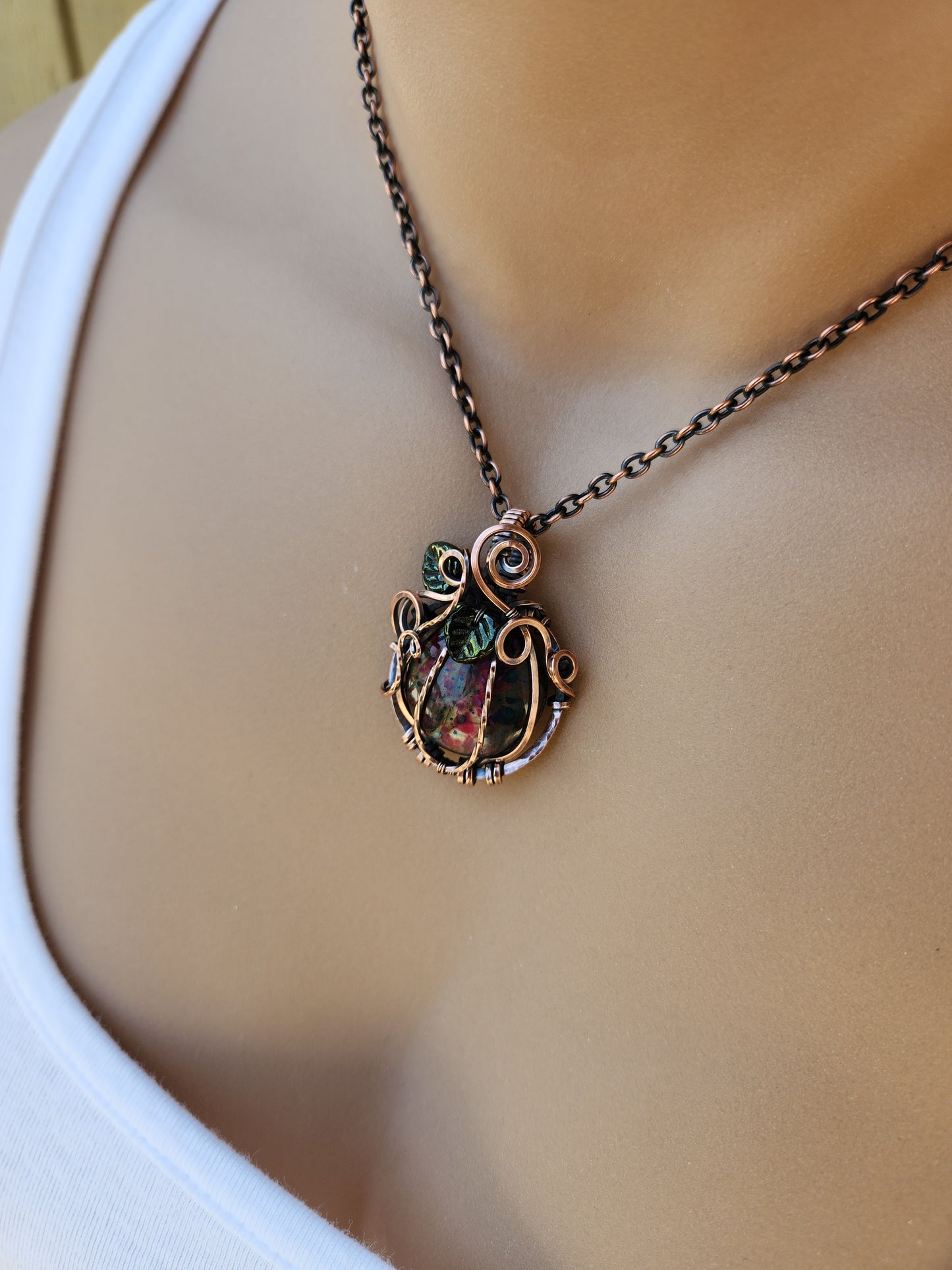 Dyed Labradorite Copper Pumpkin