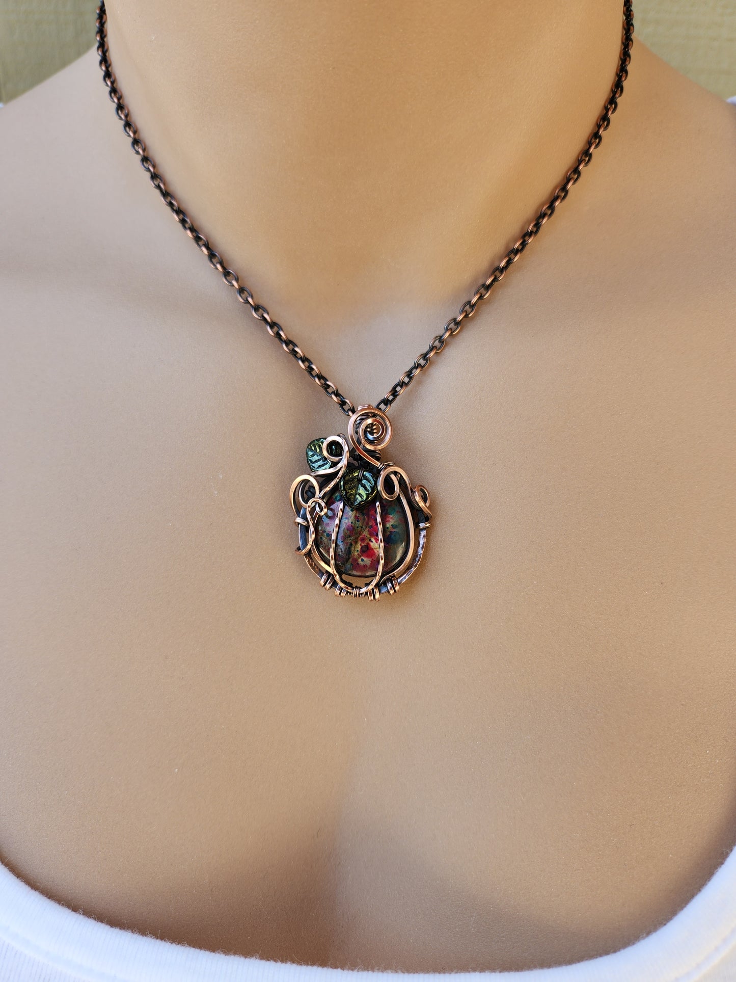 Dyed Labradorite Copper Pumpkin