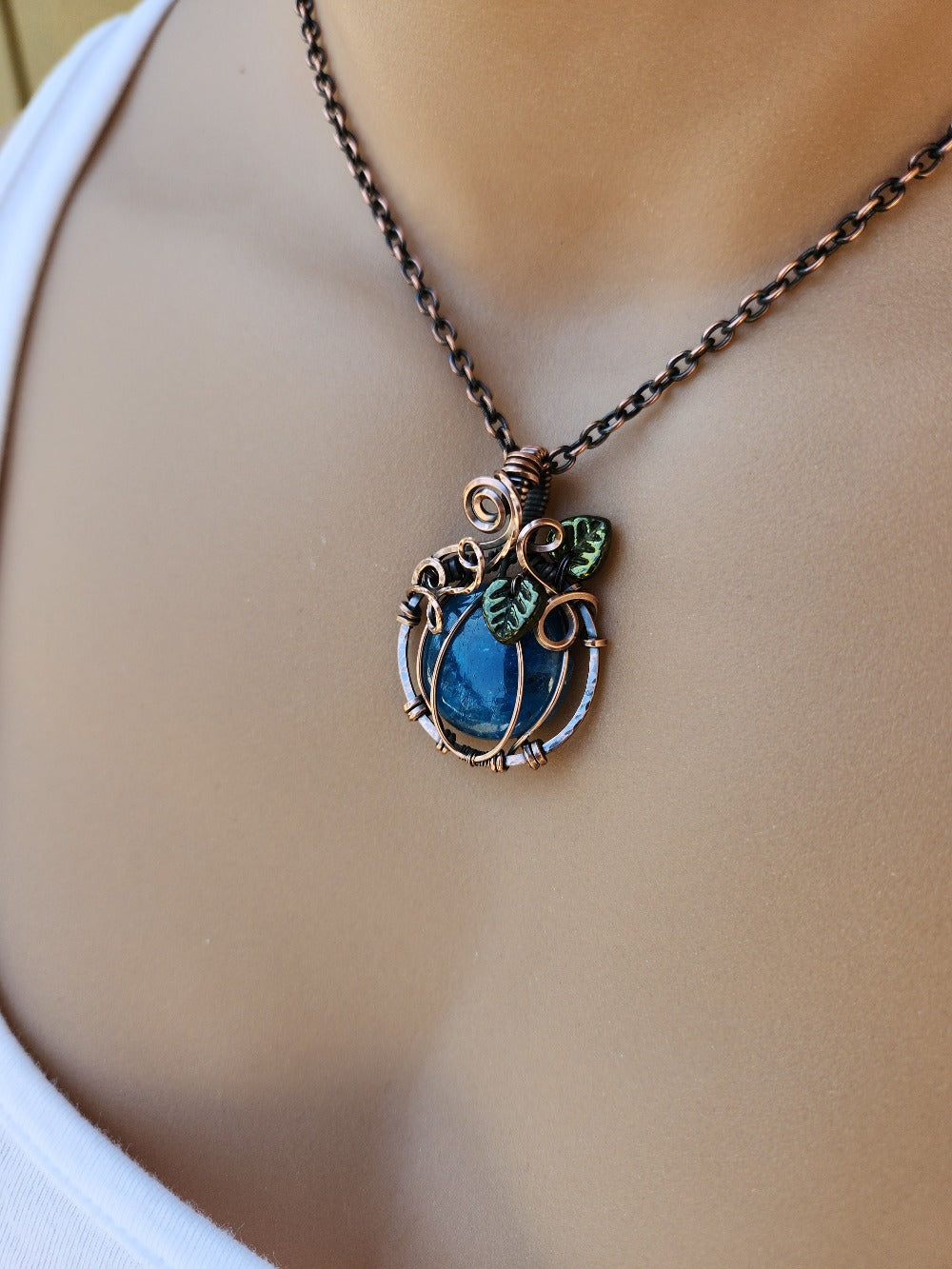 Neon Blue Apatite Copper Pumpkin