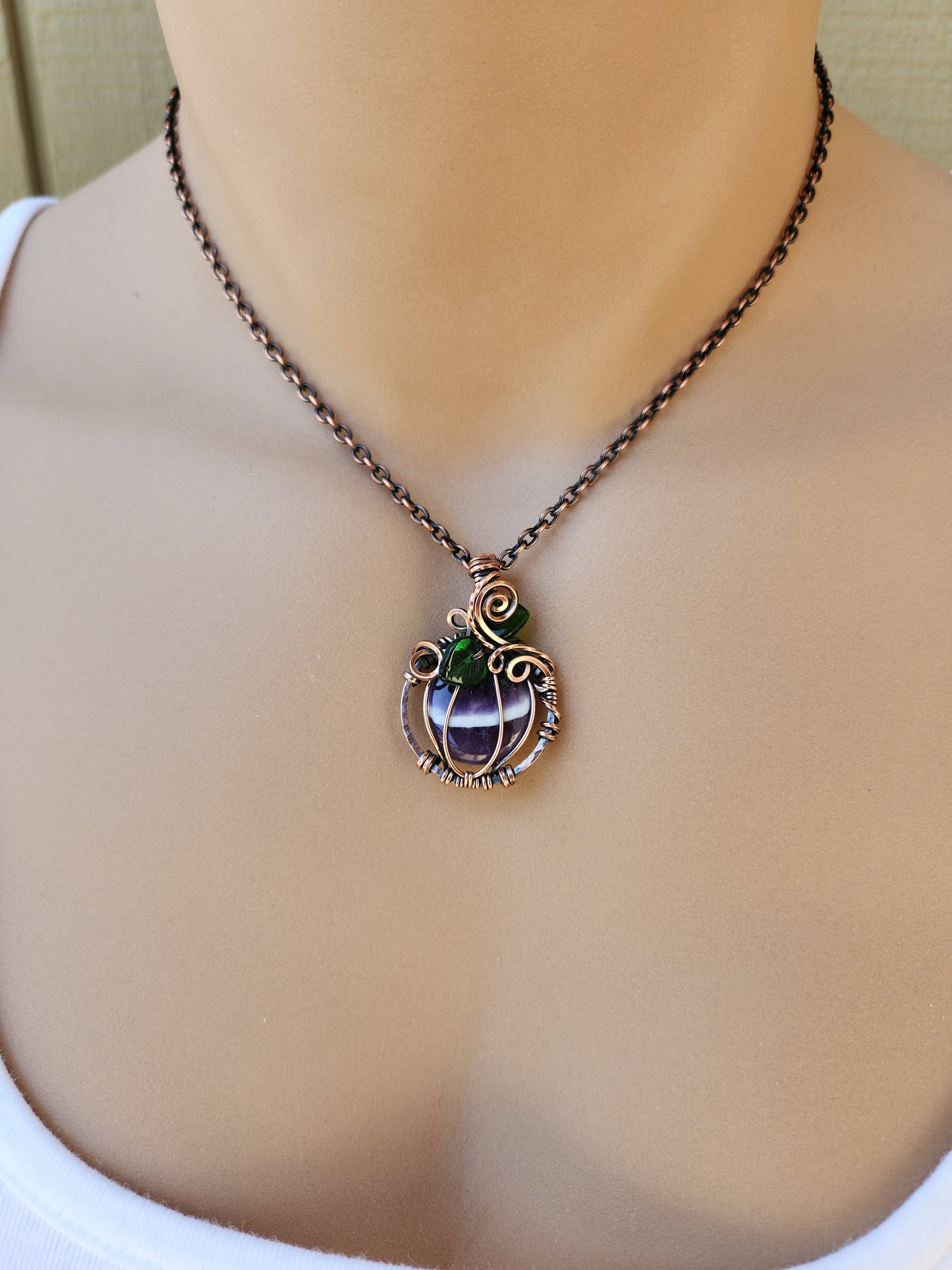 Chevron Amethyst Copper Pumpkin