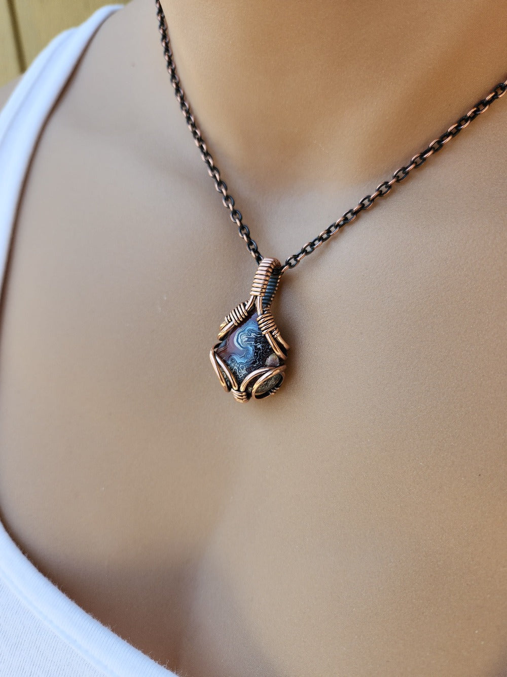 Deep Crazy Lace Agate in Copper
