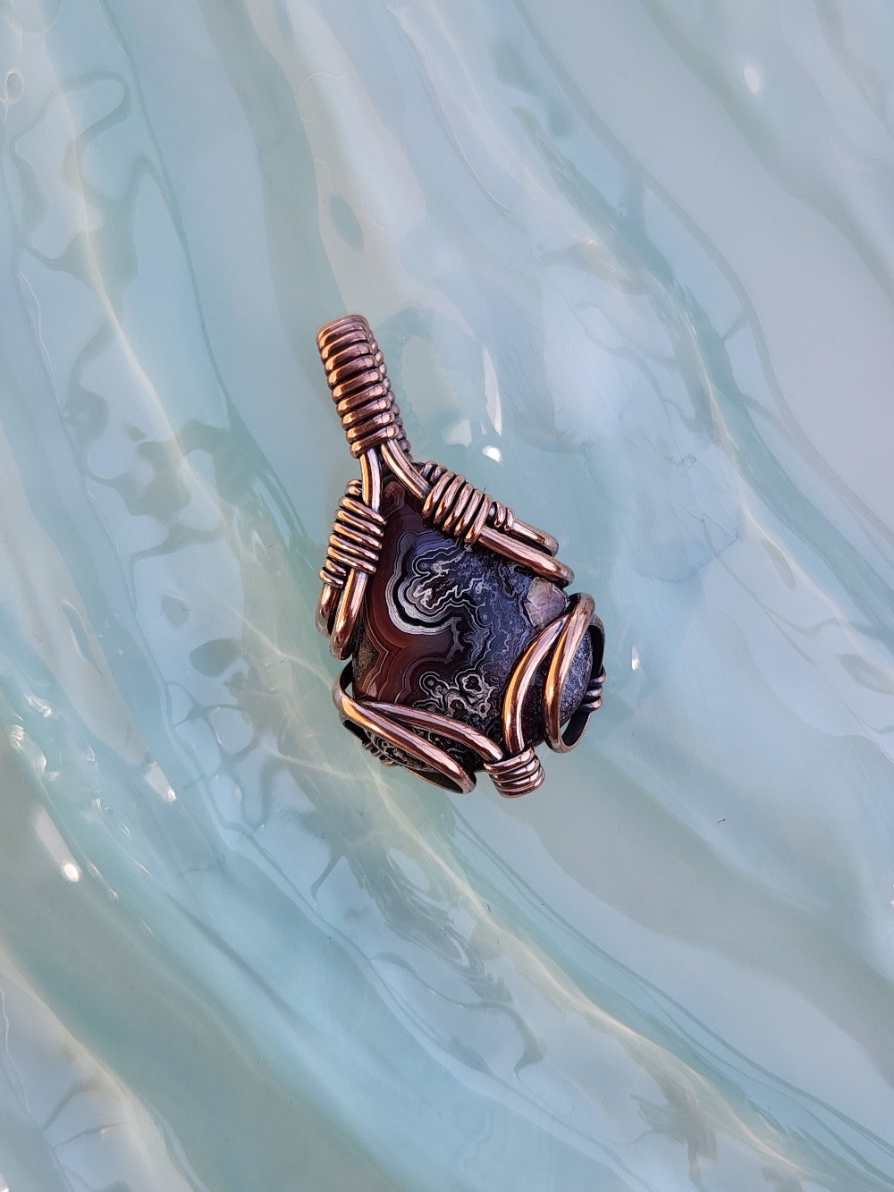 Deep Crazy Lace Agate in Copper