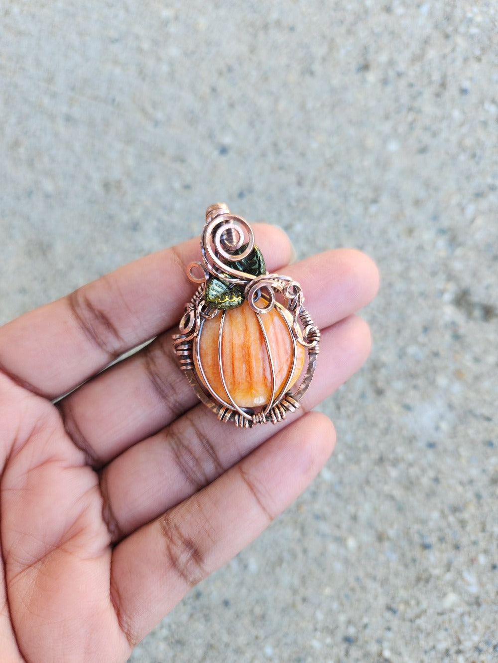 Spiny Oyster Shell Copper Pumpkin pendant