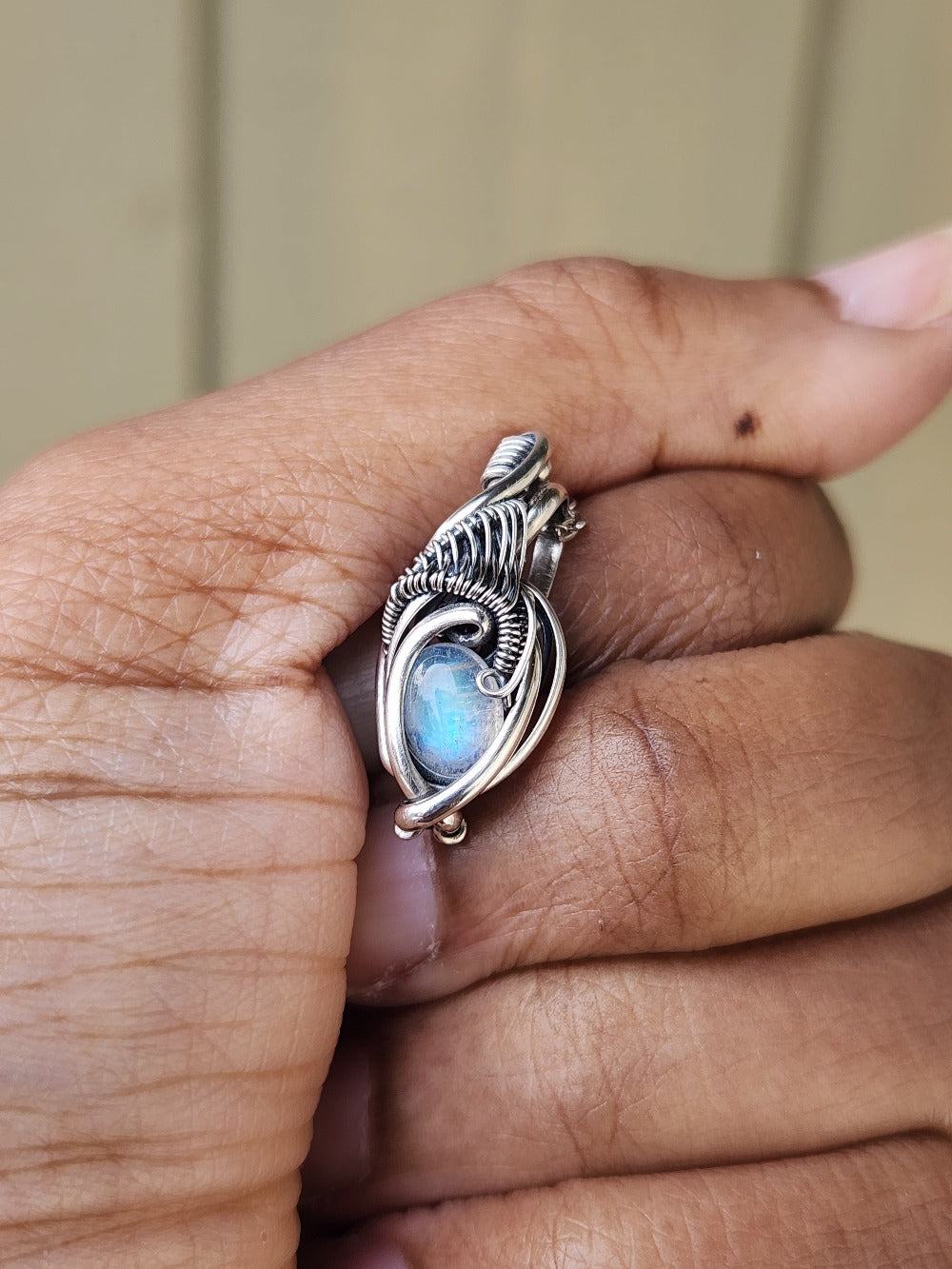 Silky Rainbow Moonstone Mini Pendant