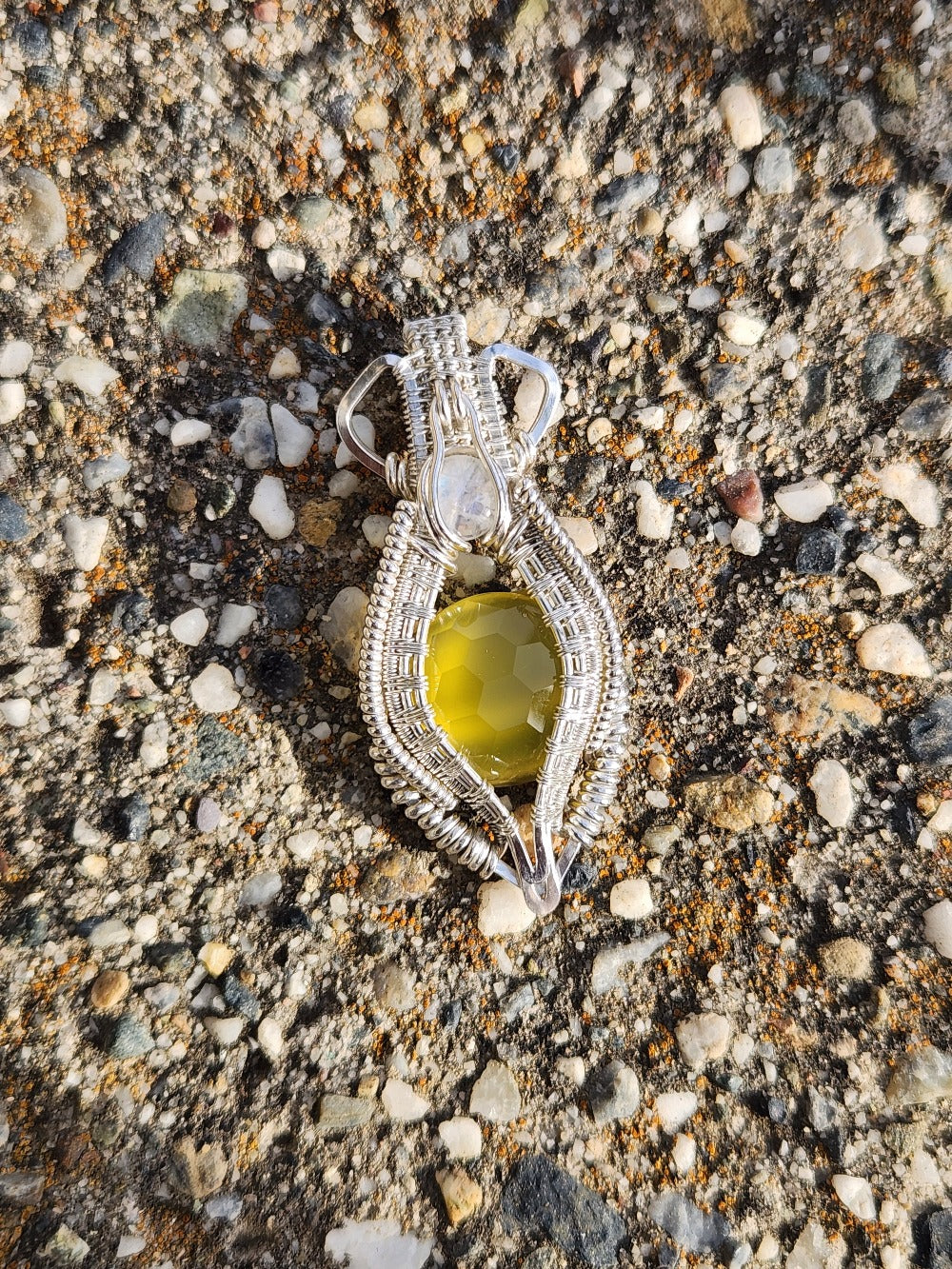 Yellow Chalcedony & Rainbow Moonstone Pendant
