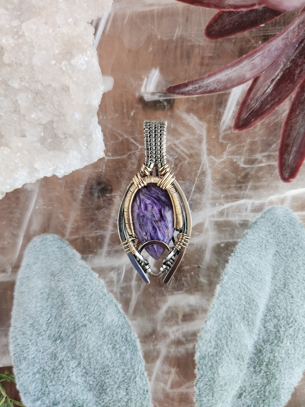 Charoite Mixed Metal Amulet