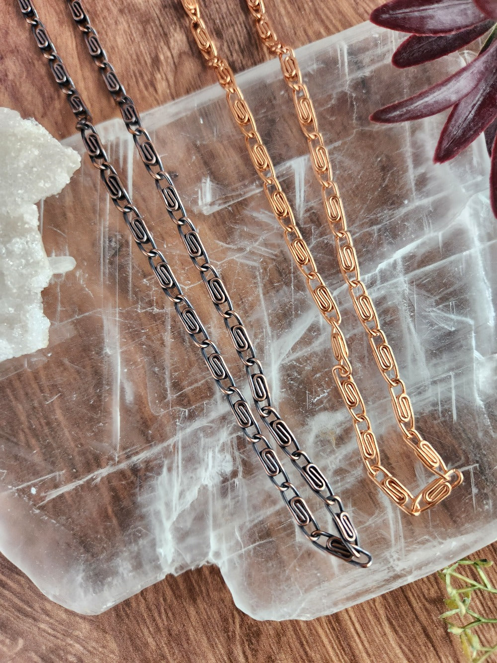Copper Scroll Link Chain Necklace
