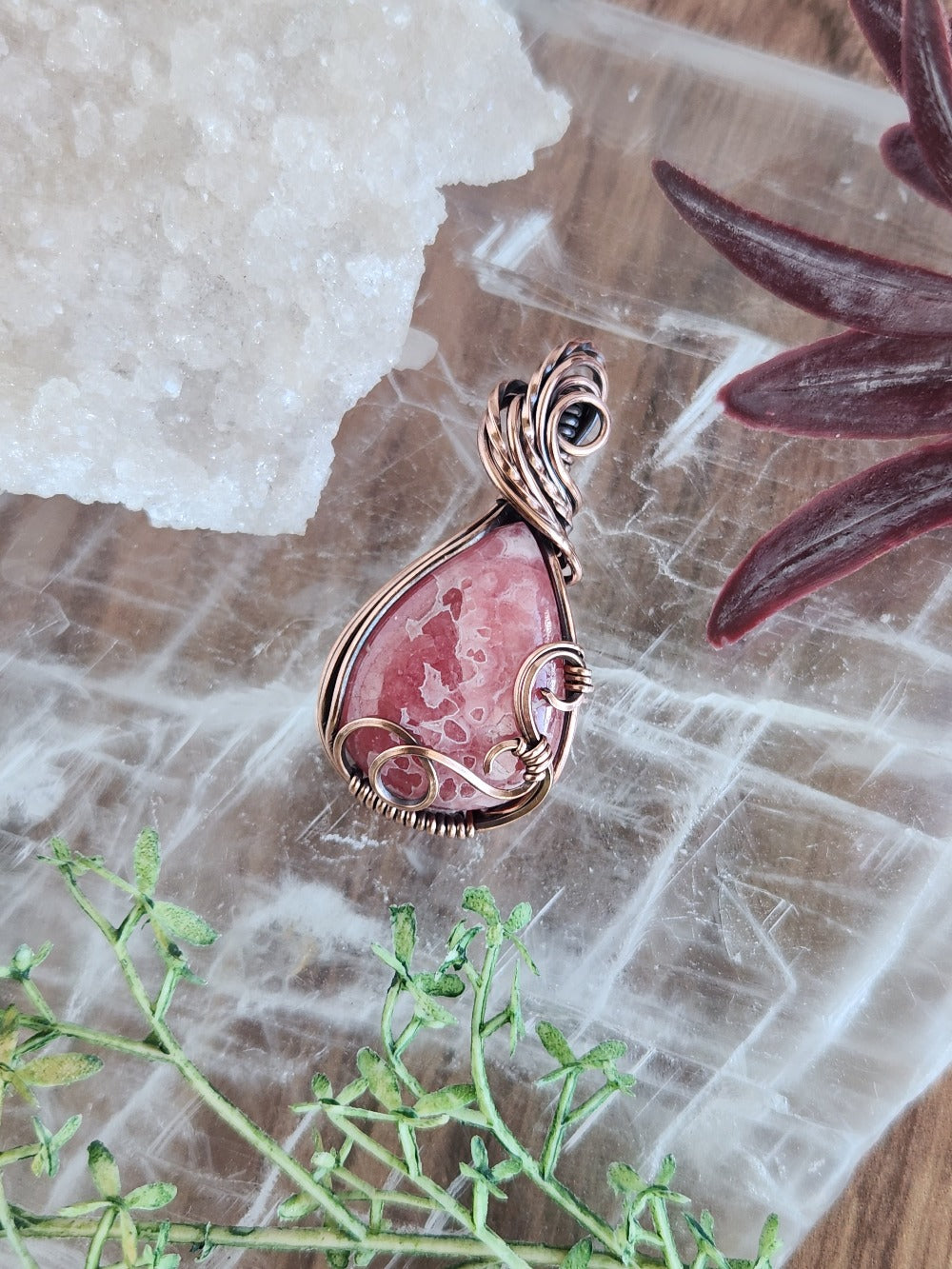Rhodochrosite in Swirly Copper