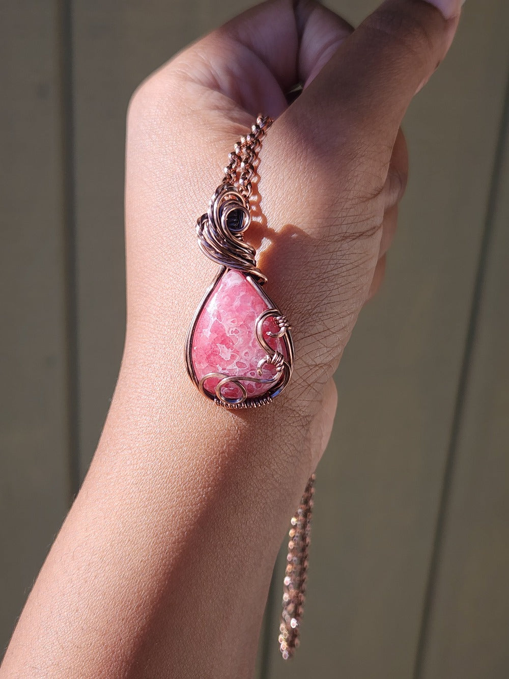 Rhodochrosite in Swirly Copper