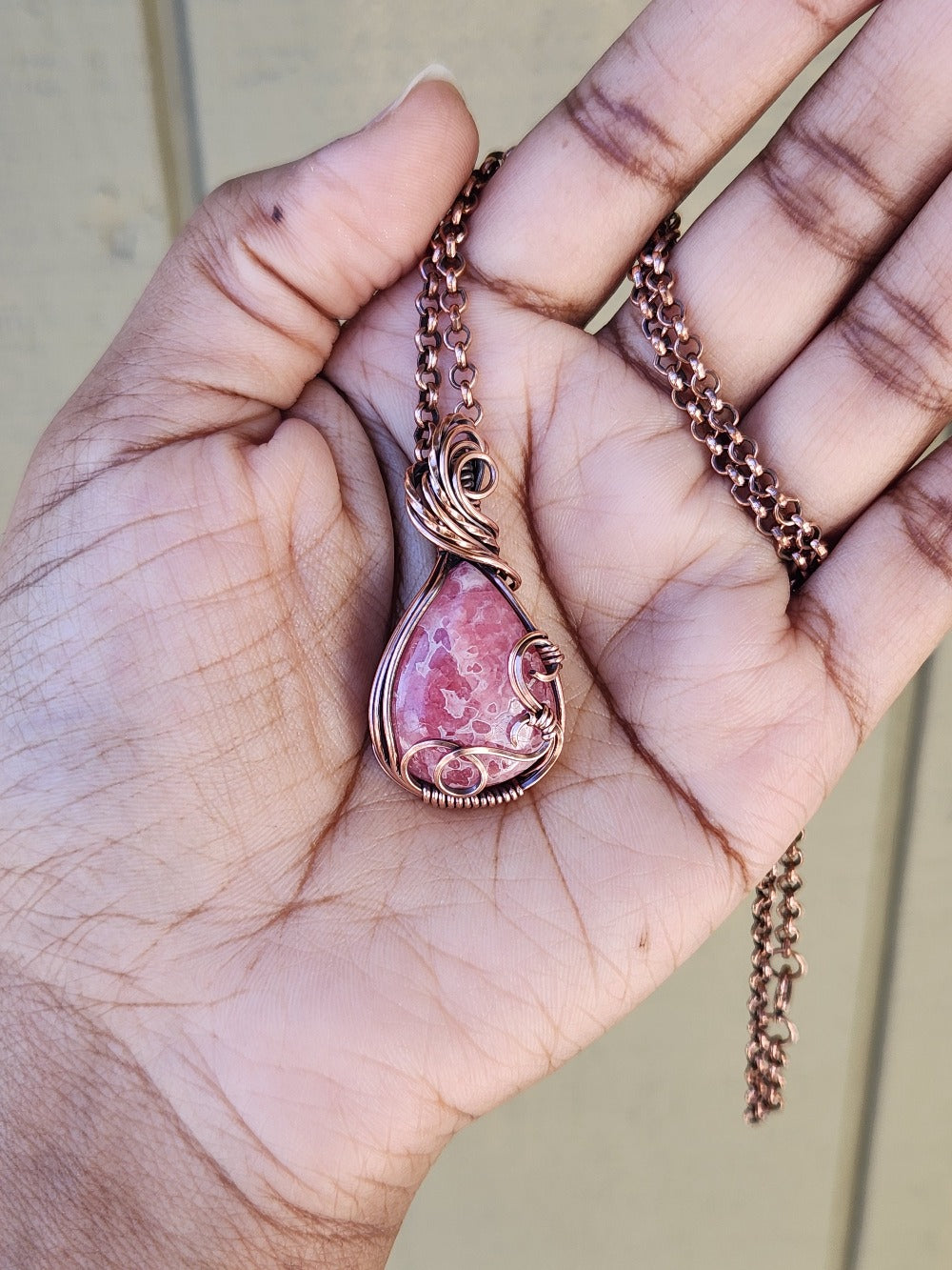 Rhodochrosite in Swirly Copper