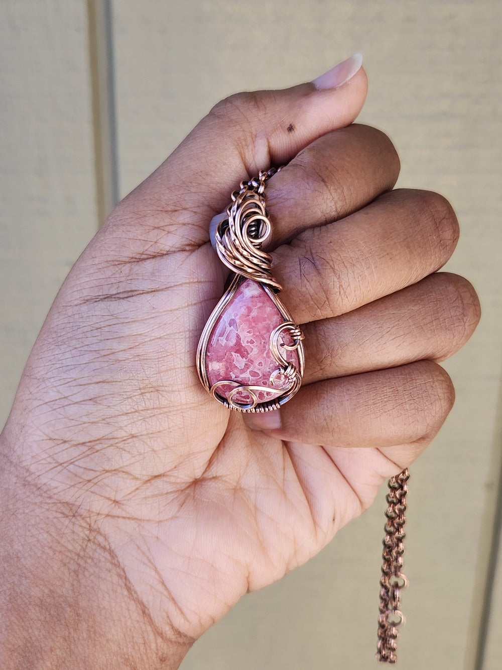 Rhodochrosite in Swirly Copper