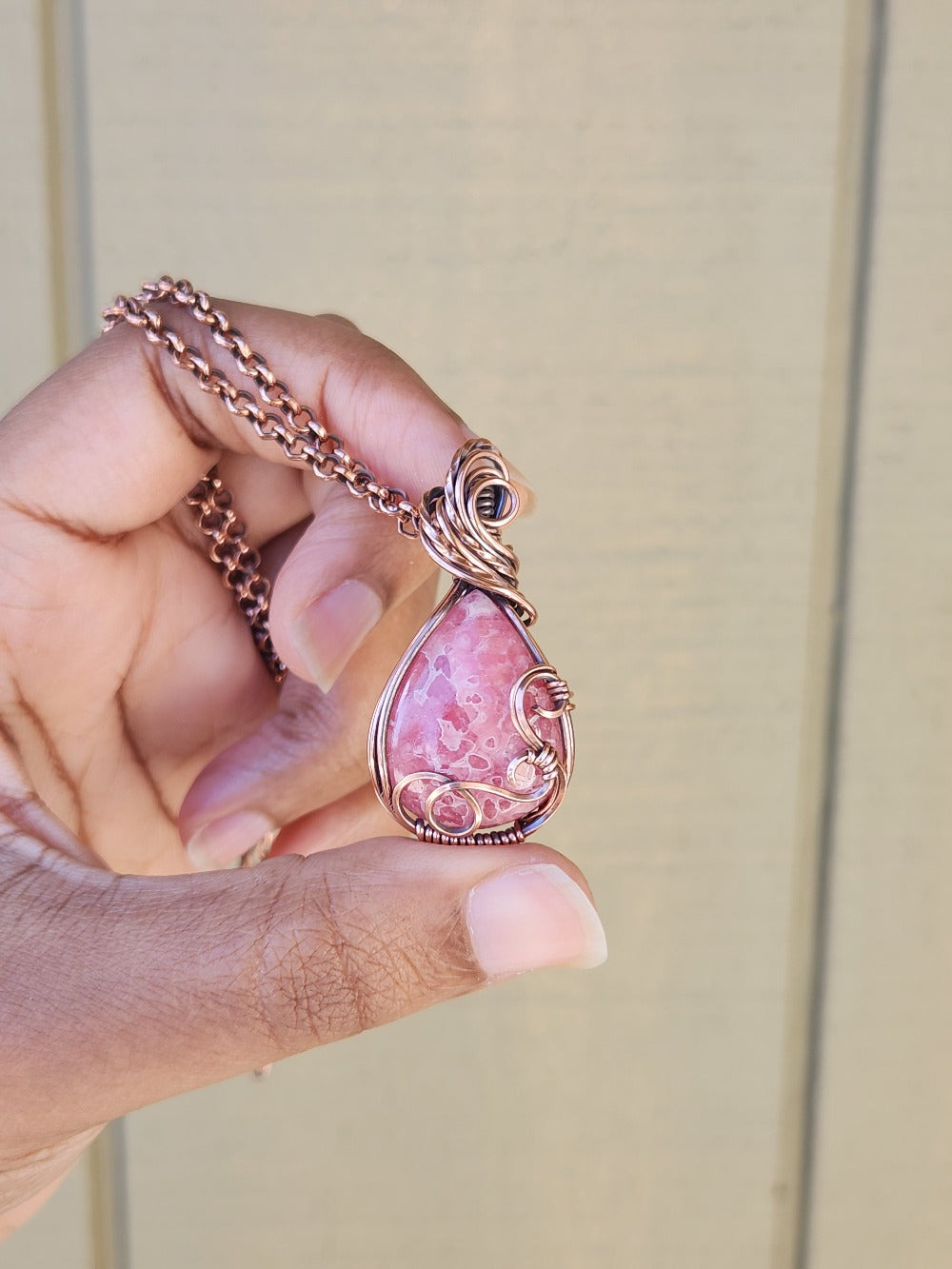 Rhodochrosite in Swirly Copper