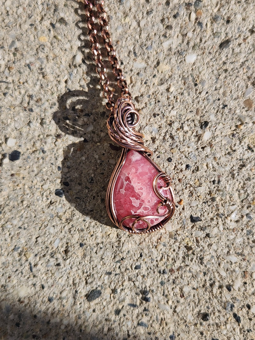 Rhodochrosite in Swirly Copper