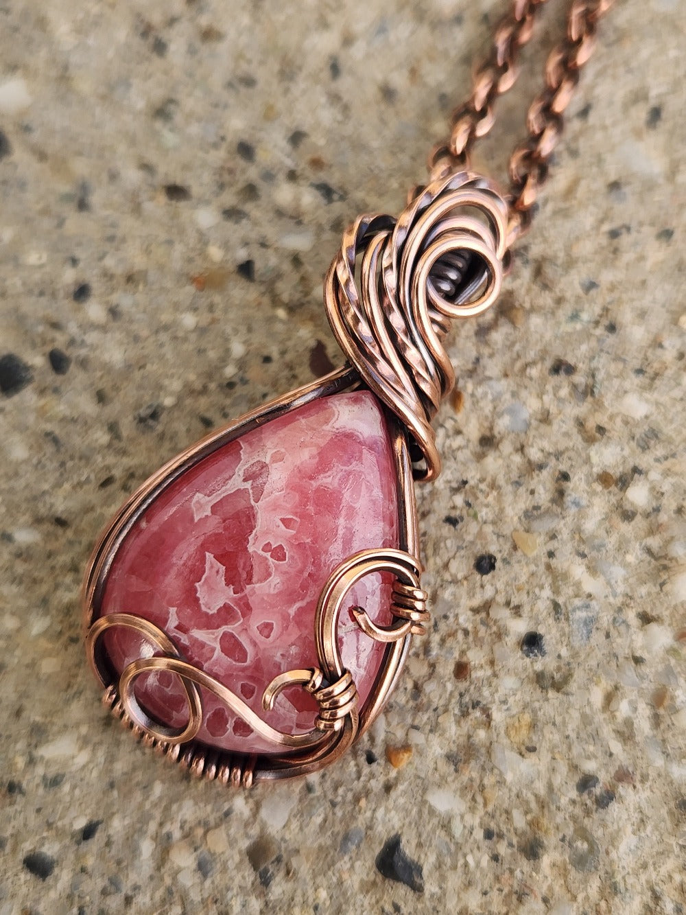 Rhodochrosite in Swirly Copper