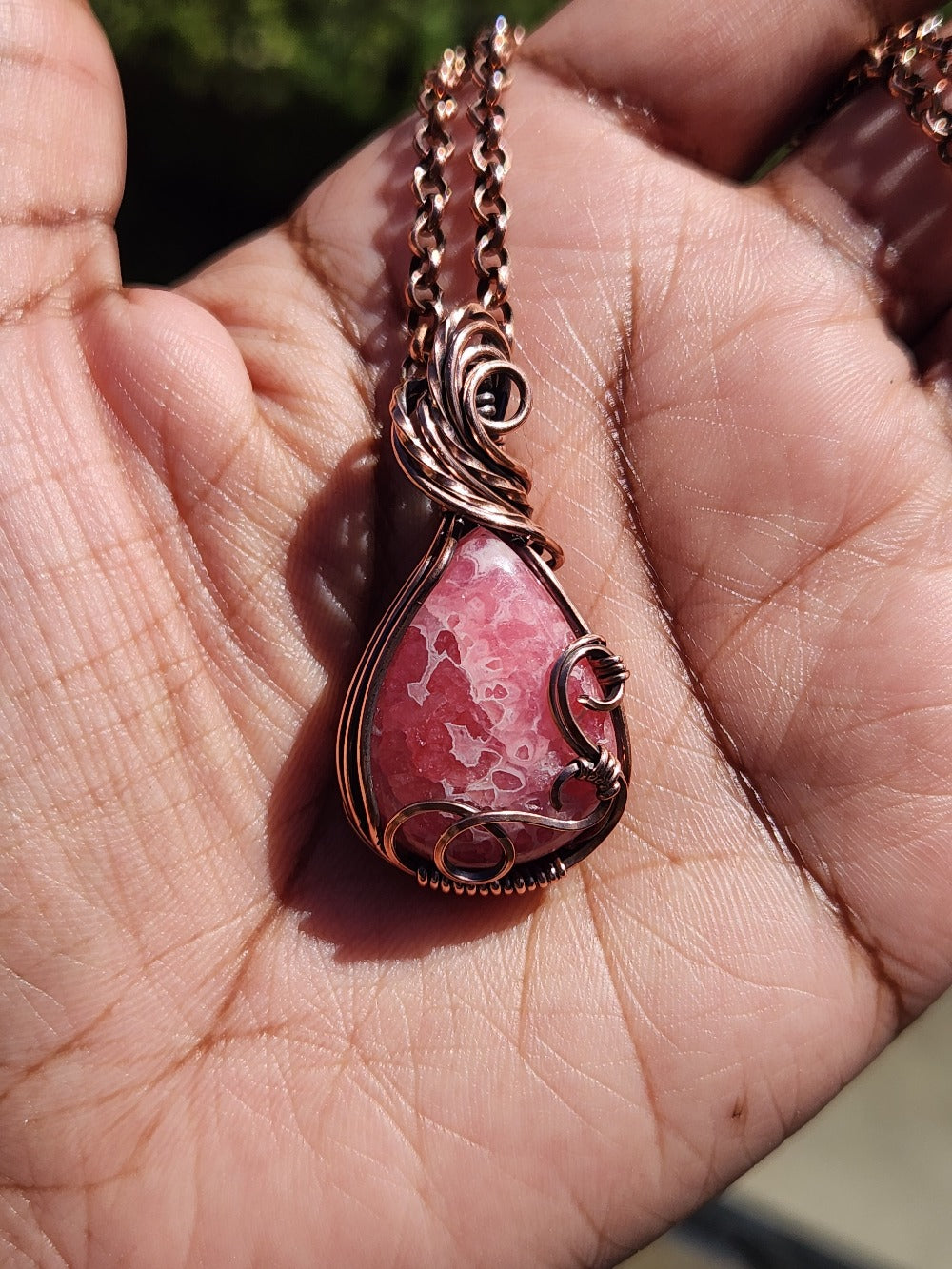 Rhodochrosite in Swirly Copper