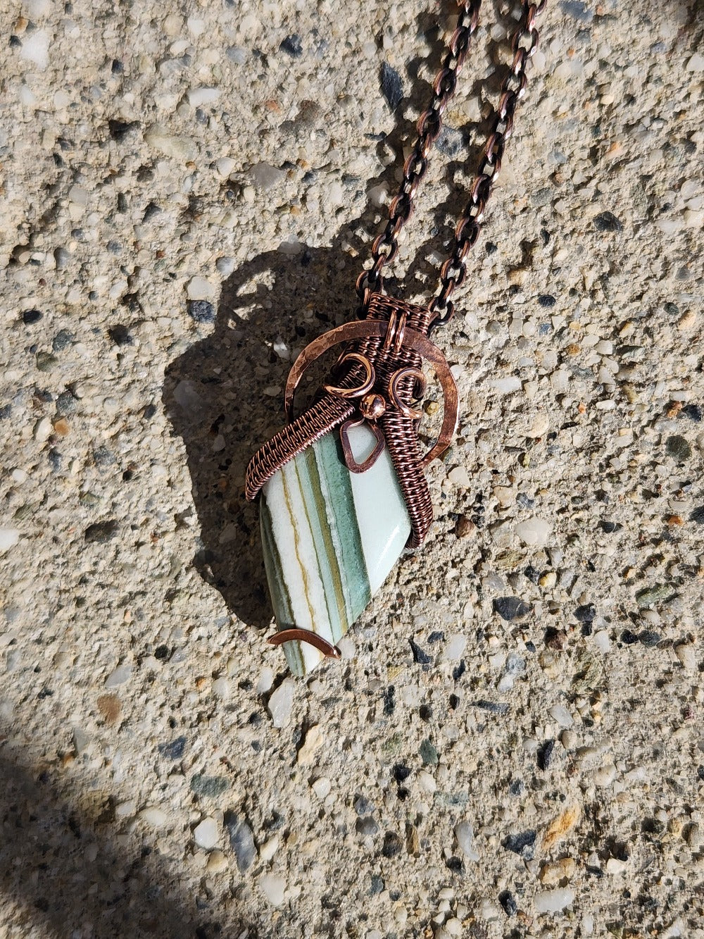 Saturn Chalcedony in Copper Talisman