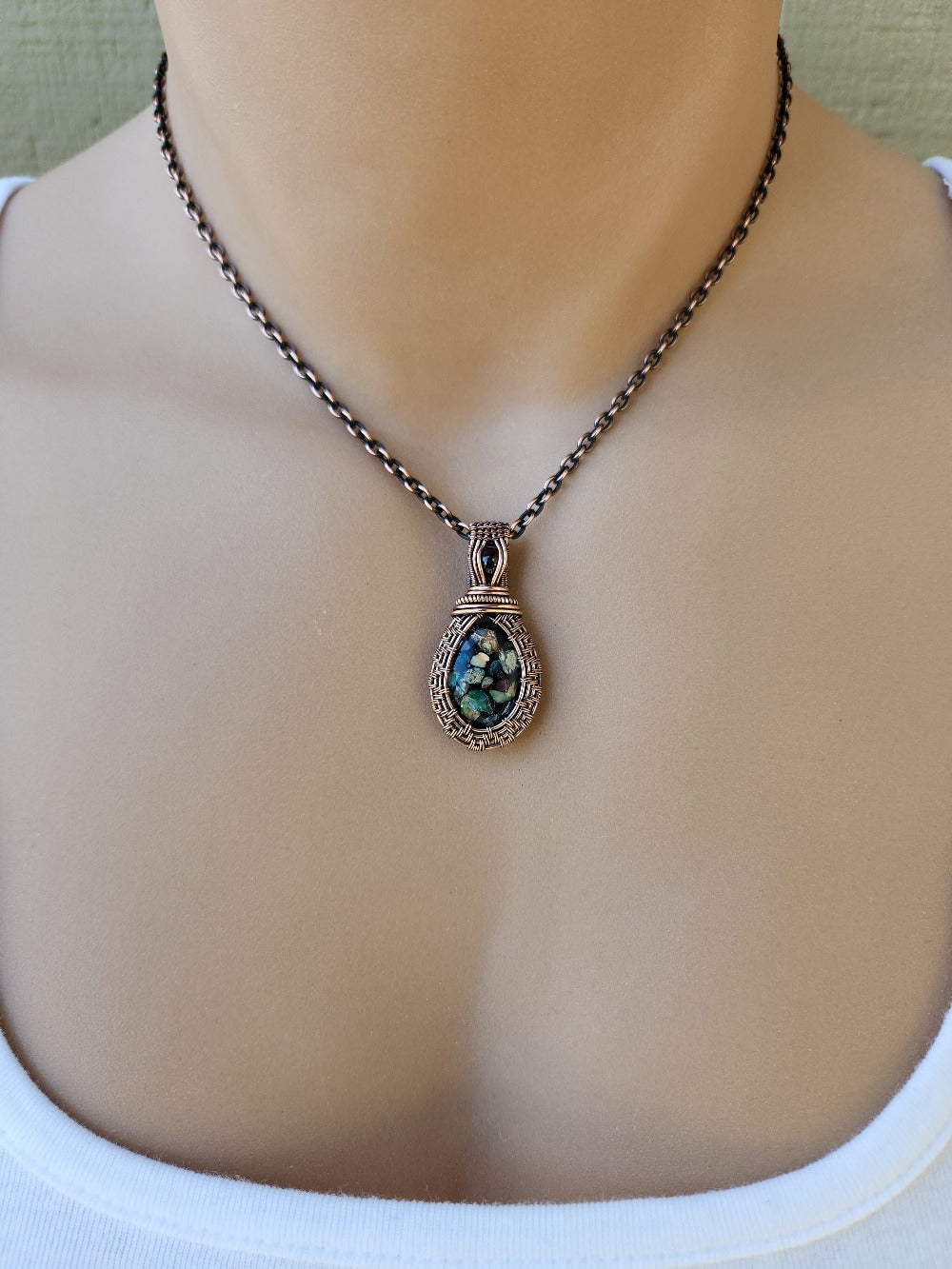Opal Composite & Garnet Pendant