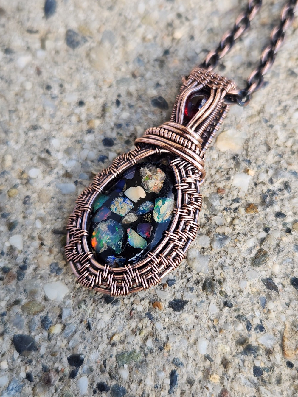 Opal Composite & Garnet Pendant
