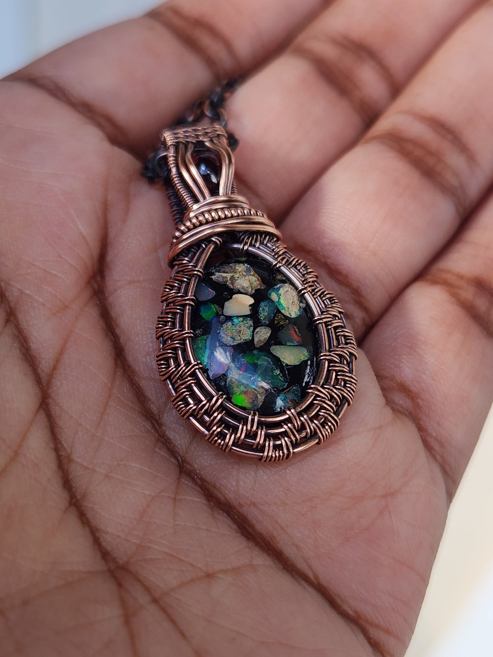 Opal Composite & Garnet Pendant