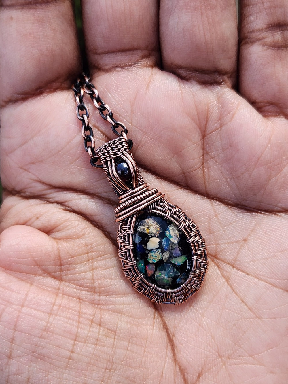Opal Composite & Garnet Pendant