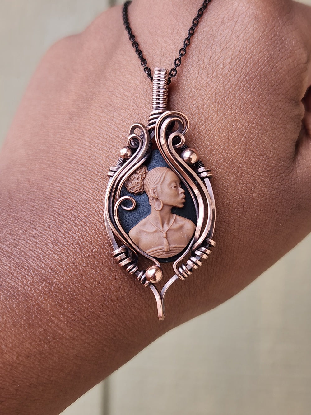 Black Beauty Black Cameo Necklace